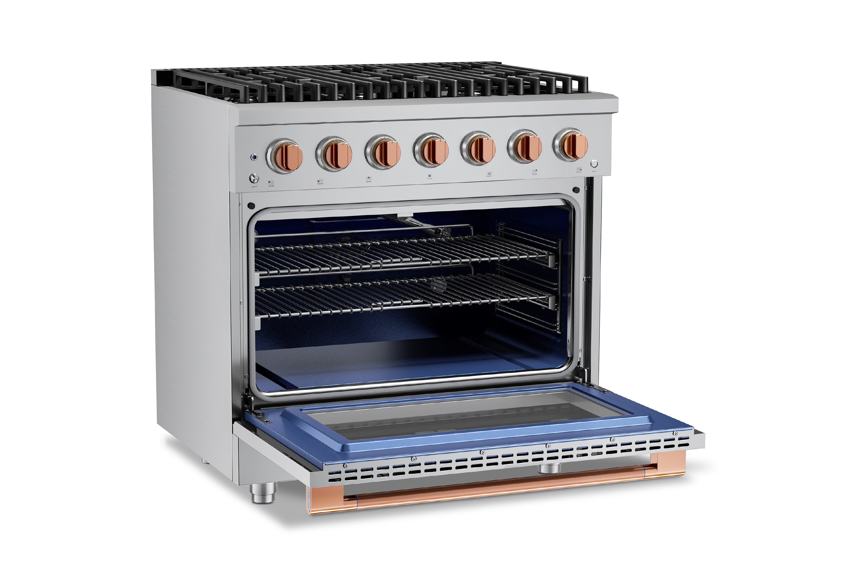 Hauslane HausPro Series 36-Inch Gas or Dual Fuel Range with 6 Burners and Convection Oven in Stainless Steel