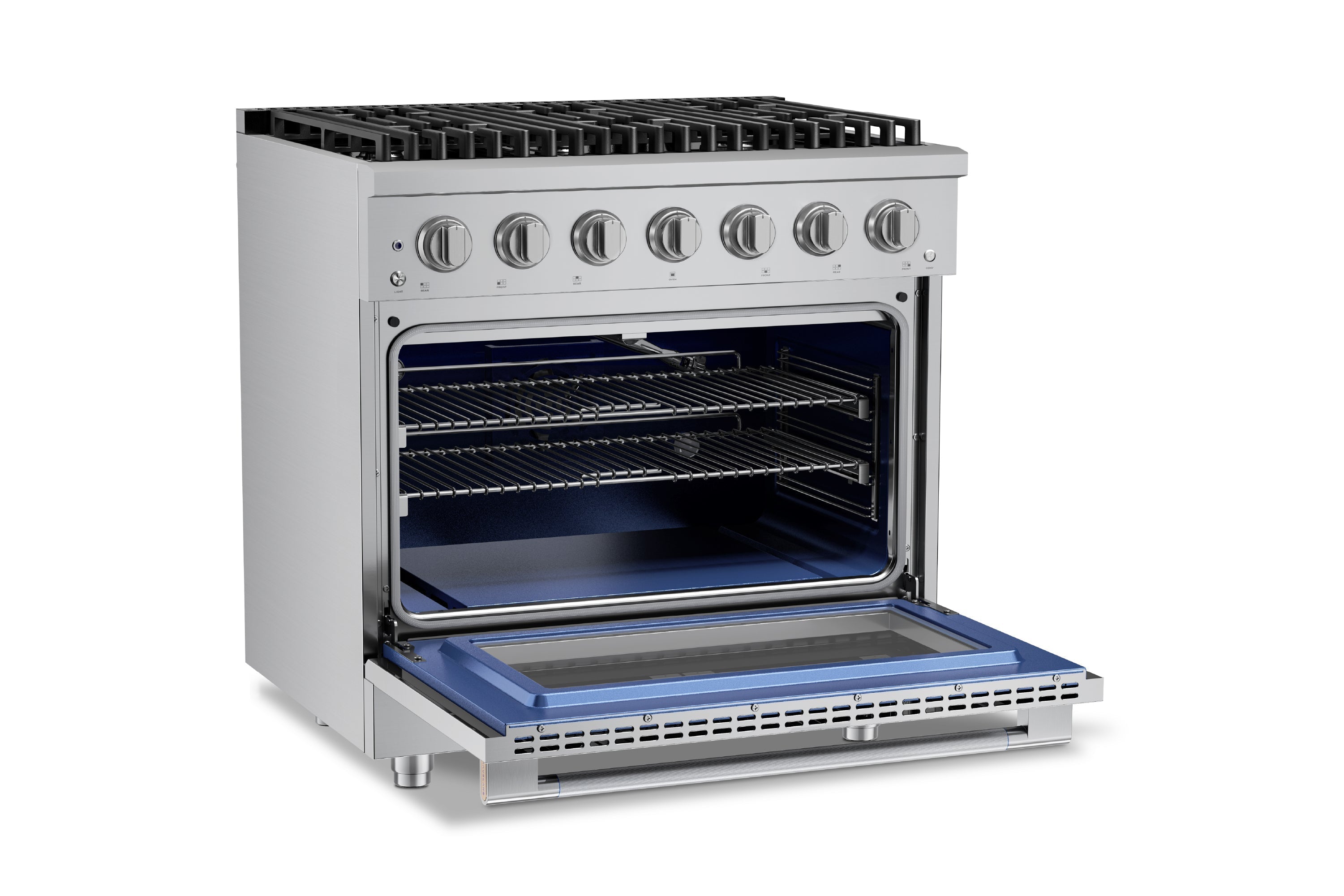 Hauslane HausPro Series 36-Inch Gas or Dual Fuel Range with 6 Burners and Convection Oven in Stainless Steel