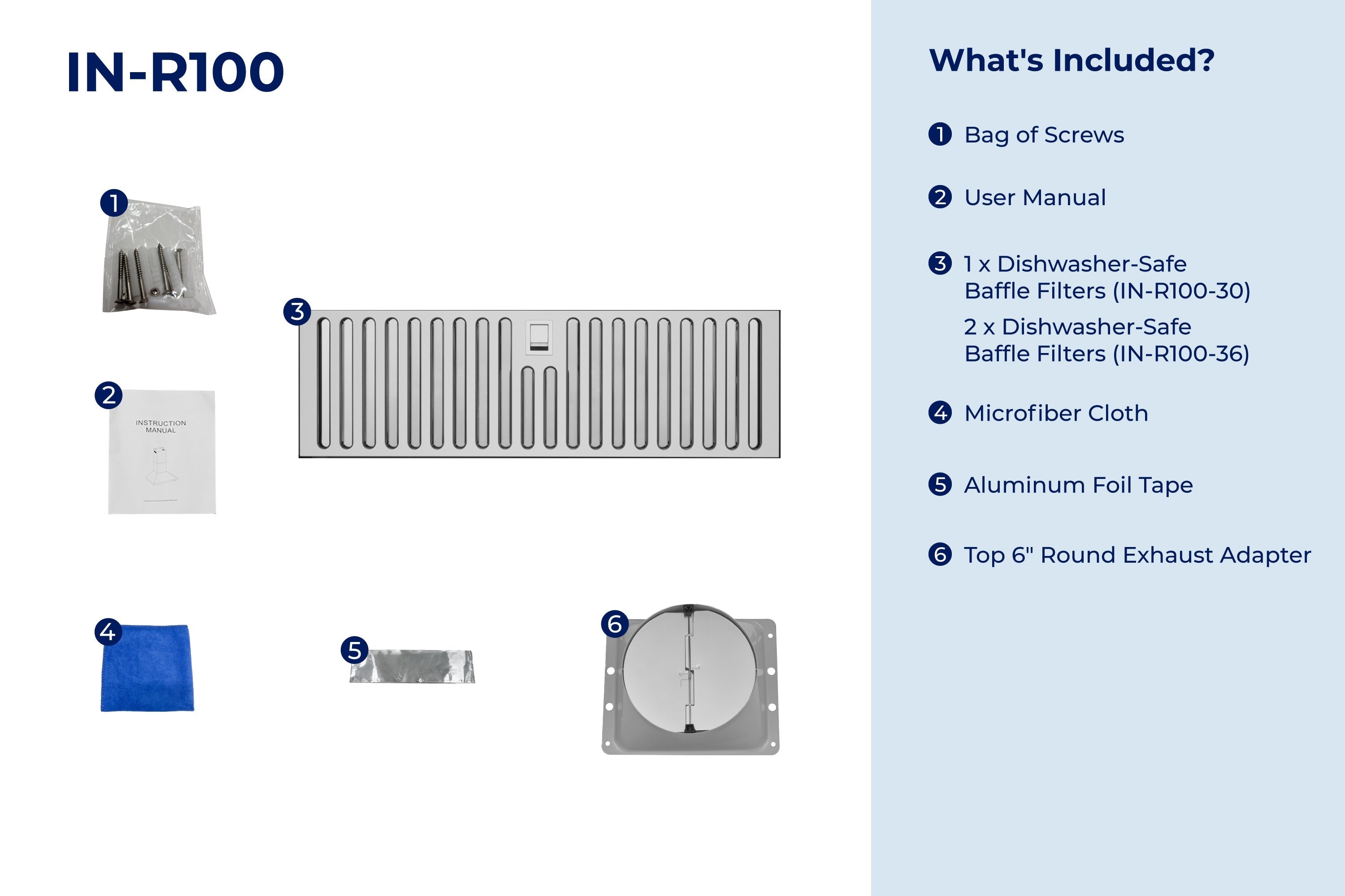Hauslane 450 CFM Convertible Built-In Range Hood Insert with Stainless Steel Filters (IN-R100)