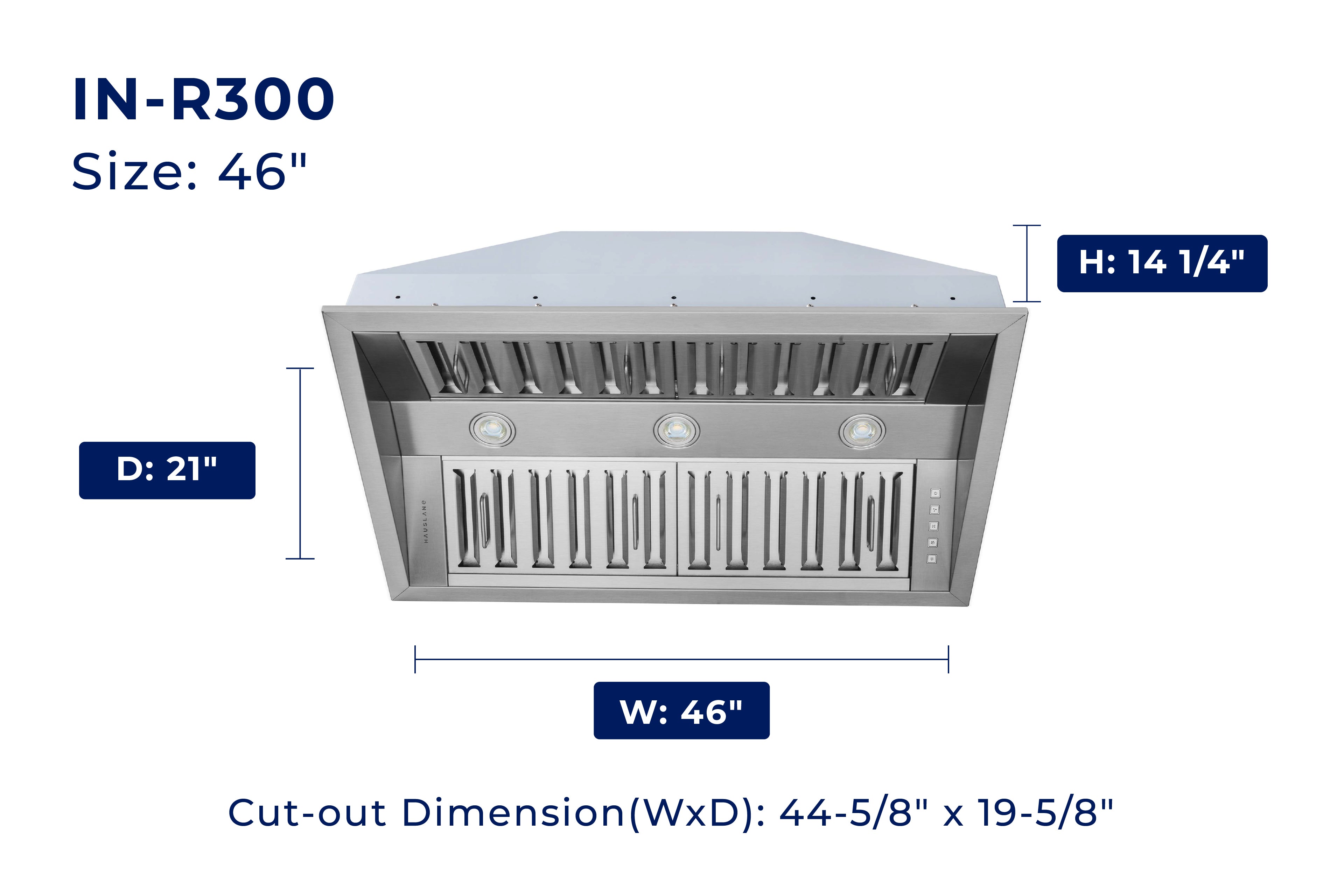 Hauslane 500 CFM Convertible Built-In Insert Range Hood, 21-Inch Deep (IN-R300)