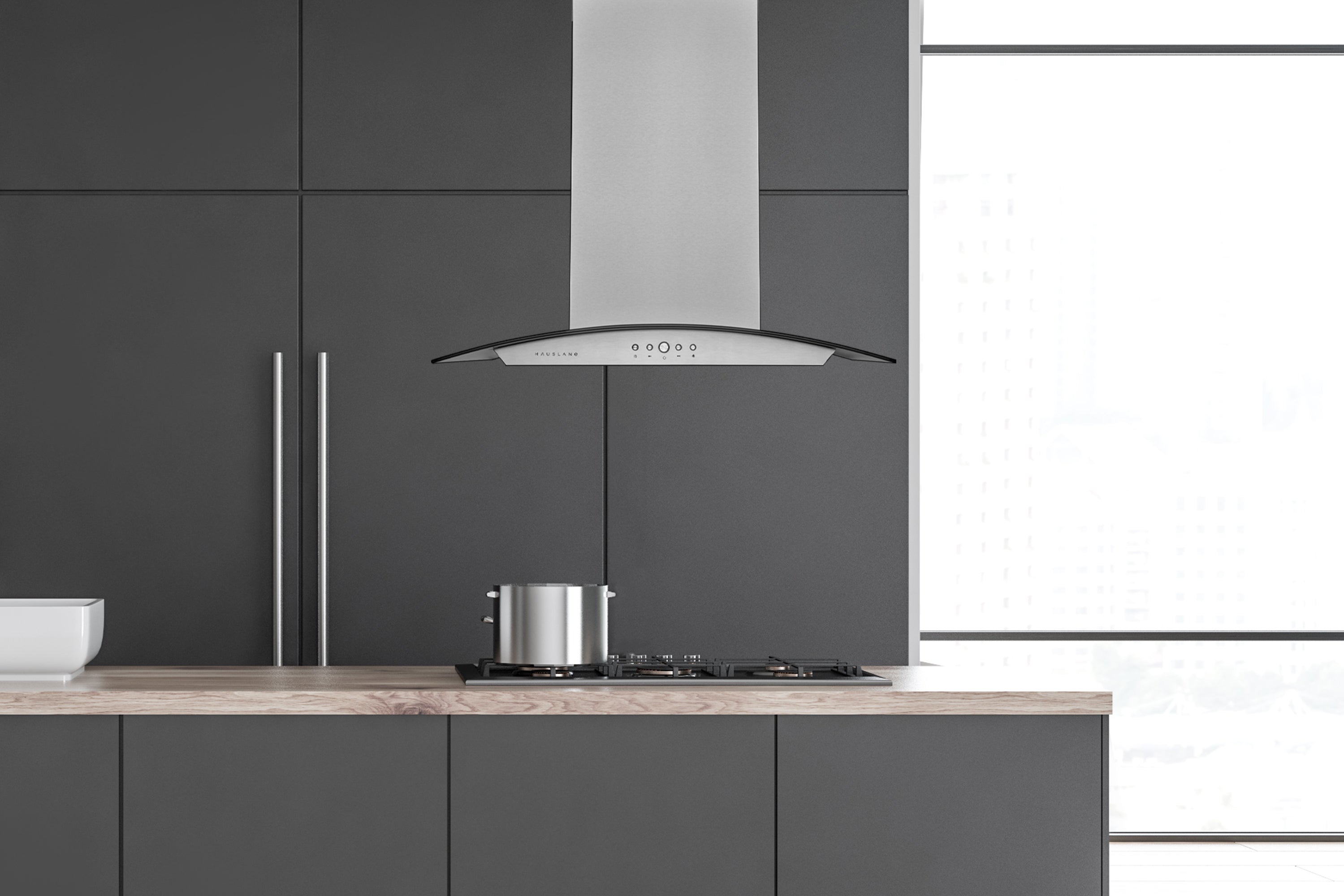Hauslane 600 CFM Convertible Island Range Hood in Stainless Steel (IS-200SS)