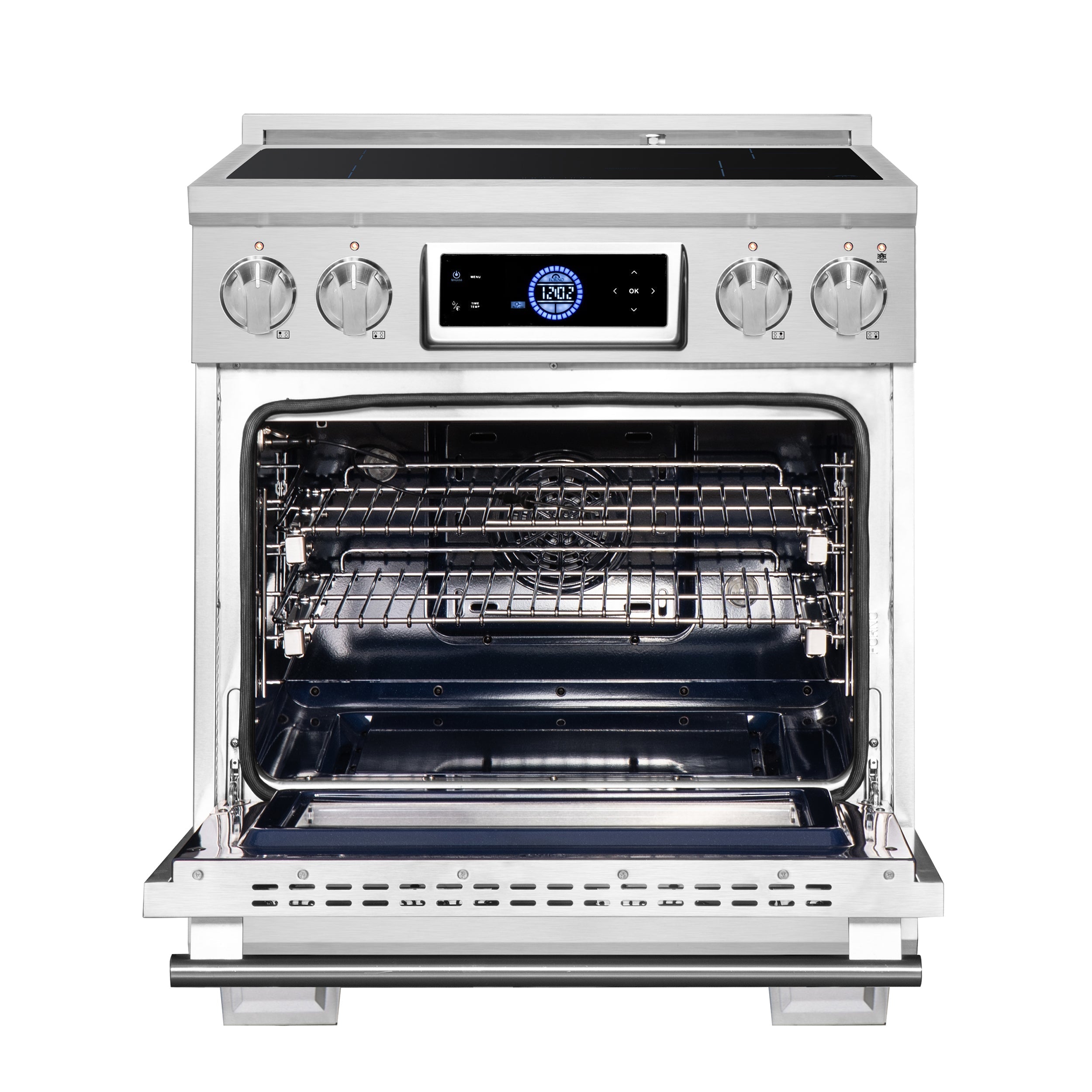 Forno Maximus 30-Inch Induction Range with 4.32 cu. ft. Oven, Air Fry, Air Sous Vide, True Convection, Digital Display – Model FFSIN0968-30