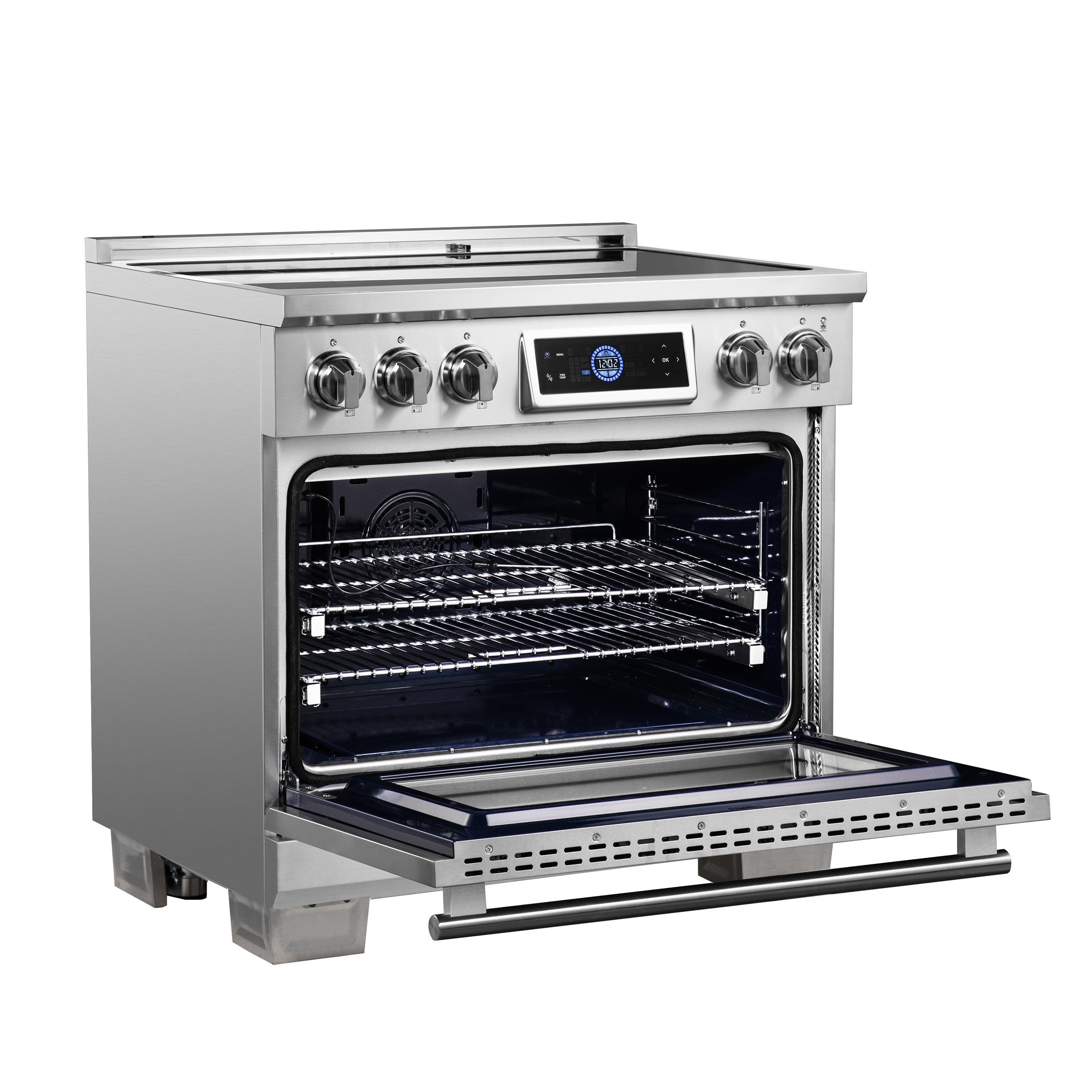 FORNO Maximus 36-Inch Induction Range, 5.36 cu. ft. Convection Oven with Air Fry and Sous Vide, Digital Display (Model FFSIN0968-36)