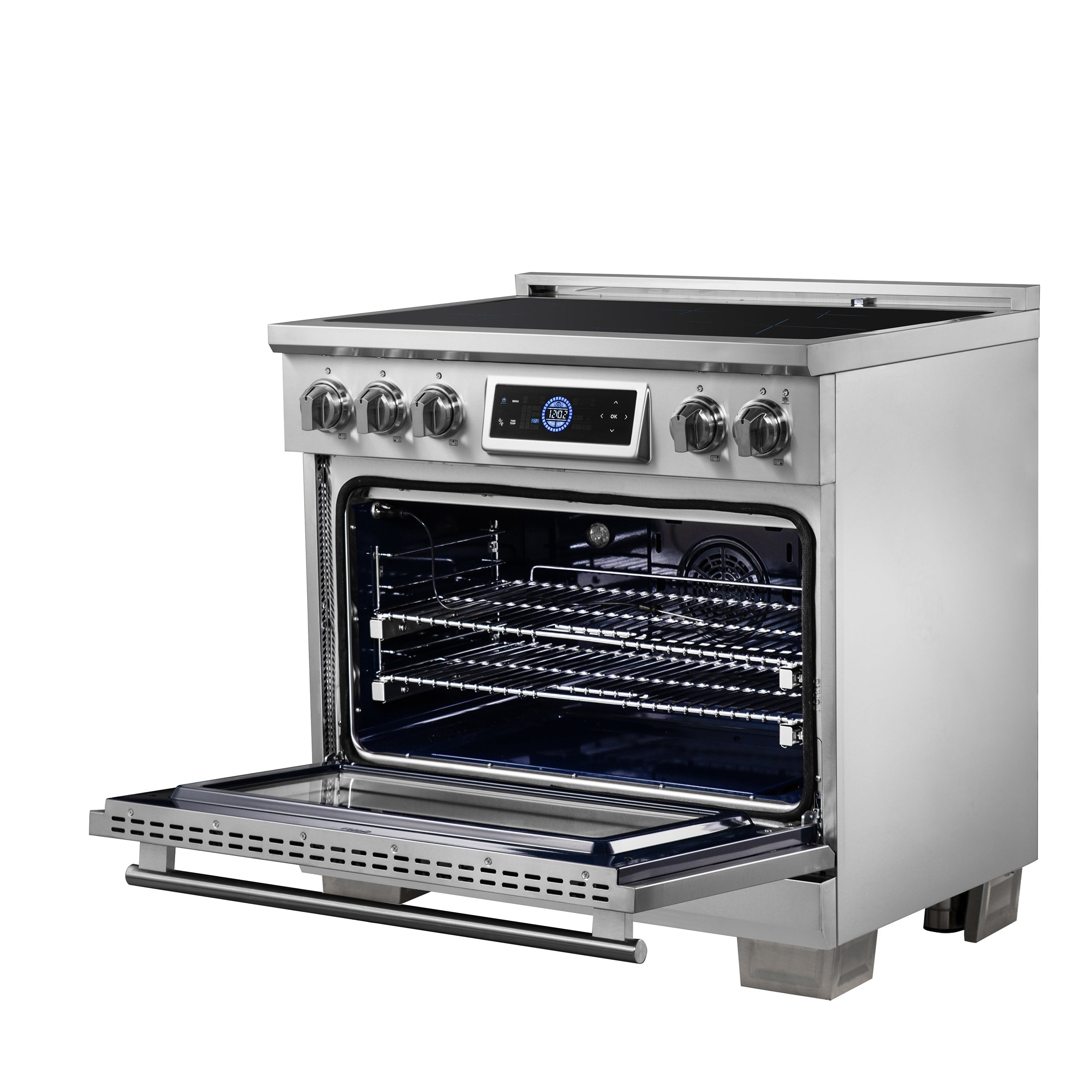 FORNO Maximus 36-Inch Induction Range, 5.36 cu. ft. Convection Oven with Air Fry and Sous Vide, Digital Display (Model FFSIN0968-36)