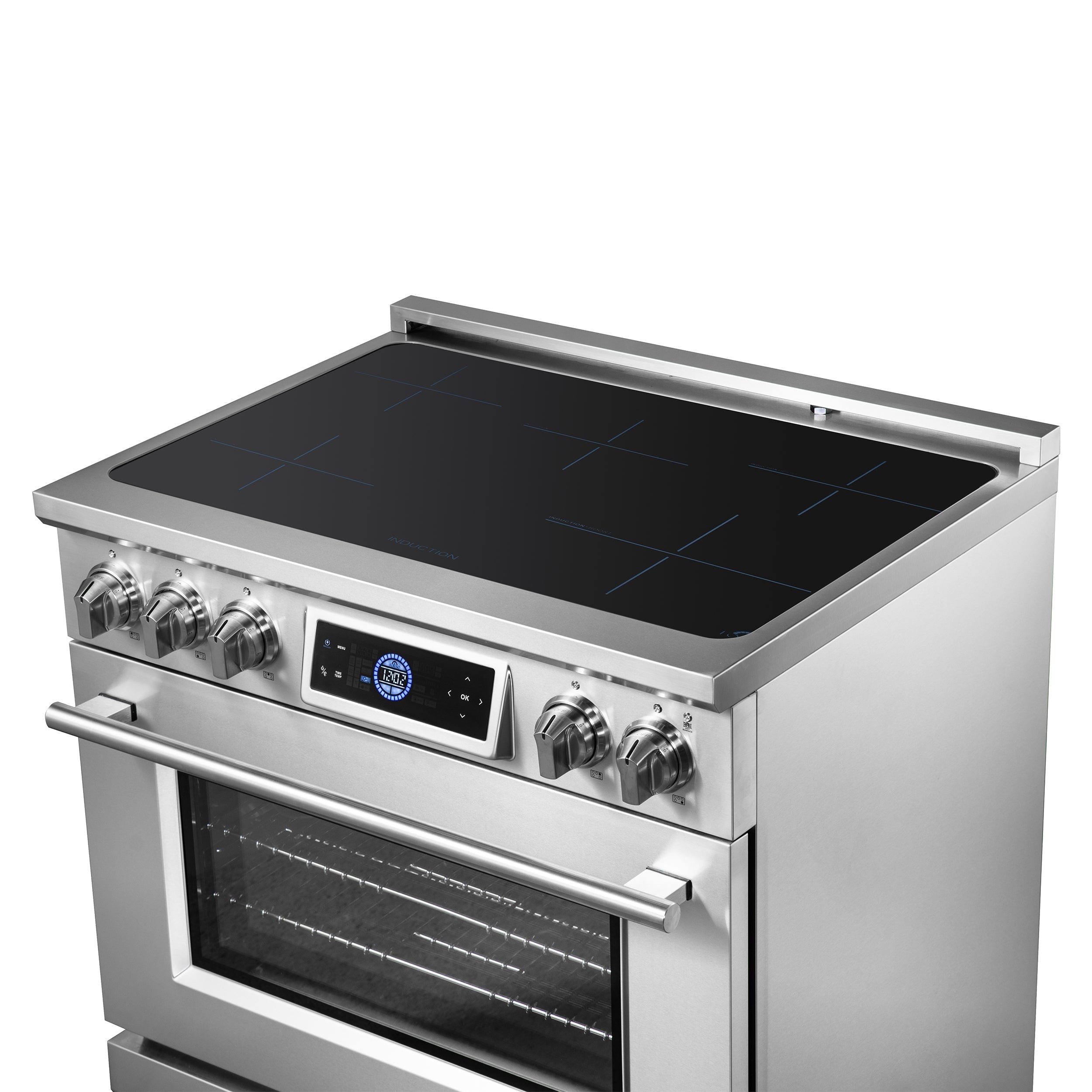 FORNO Maximus 36-Inch Induction Range, 5.36 cu. ft. Convection Oven with Air Fry and Sous Vide, Digital Display (Model FFSIN0968-36)