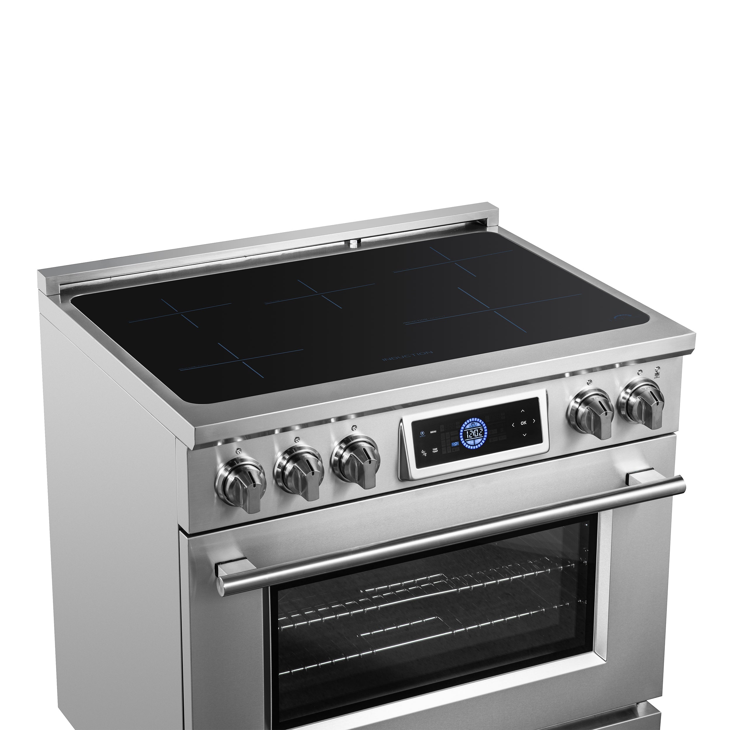 FORNO Maximus 36-Inch Induction Range, 5.36 cu. ft. Convection Oven with Air Fry and Sous Vide, Digital Display (Model FFSIN0968-36)