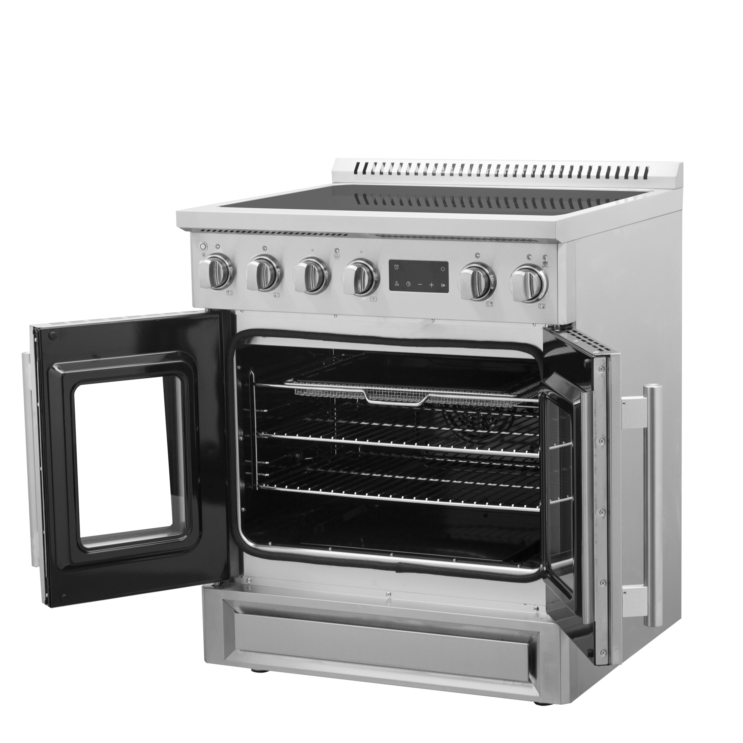 FORNO Torino 30-Inch Induction Range with French Door, 4.32 cu. ft. True Convection Oven, Air Fry & Sous Vide, Stainless Steel, 240V (FFSIN0950-30)
