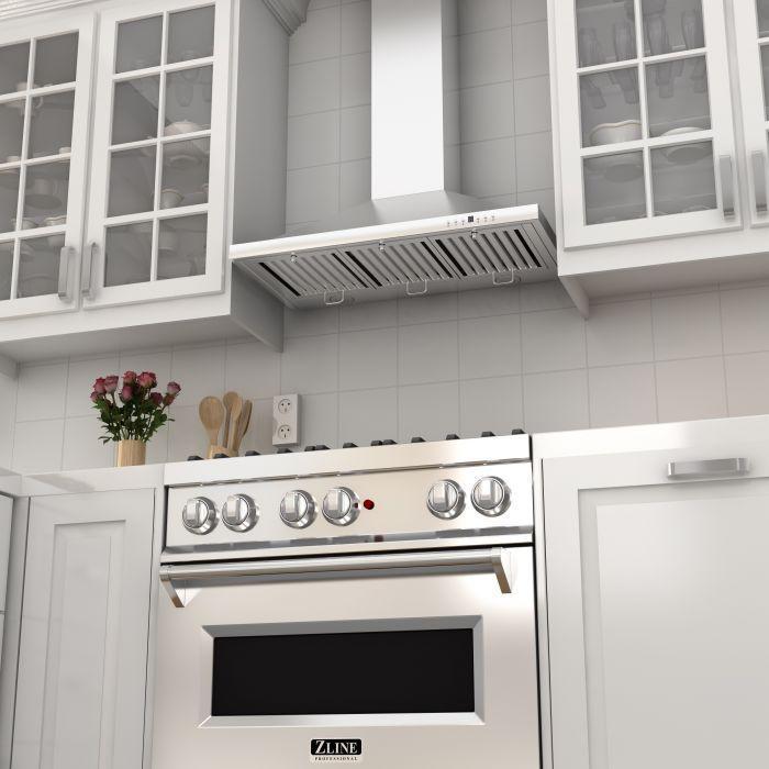 ZLINE Kitchen and Bath 36 in. Dual Fuel Range with Satin Stainless Steel Door & 36 in. Range Hood Appliance Package, 2KP-RASNRH36