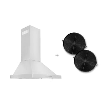 ZLINE 24 in. Wall Mount Range Hood Convertible Stainless Steel Ducted/Ductless Charcoal Filters Included (KB-CF-24)