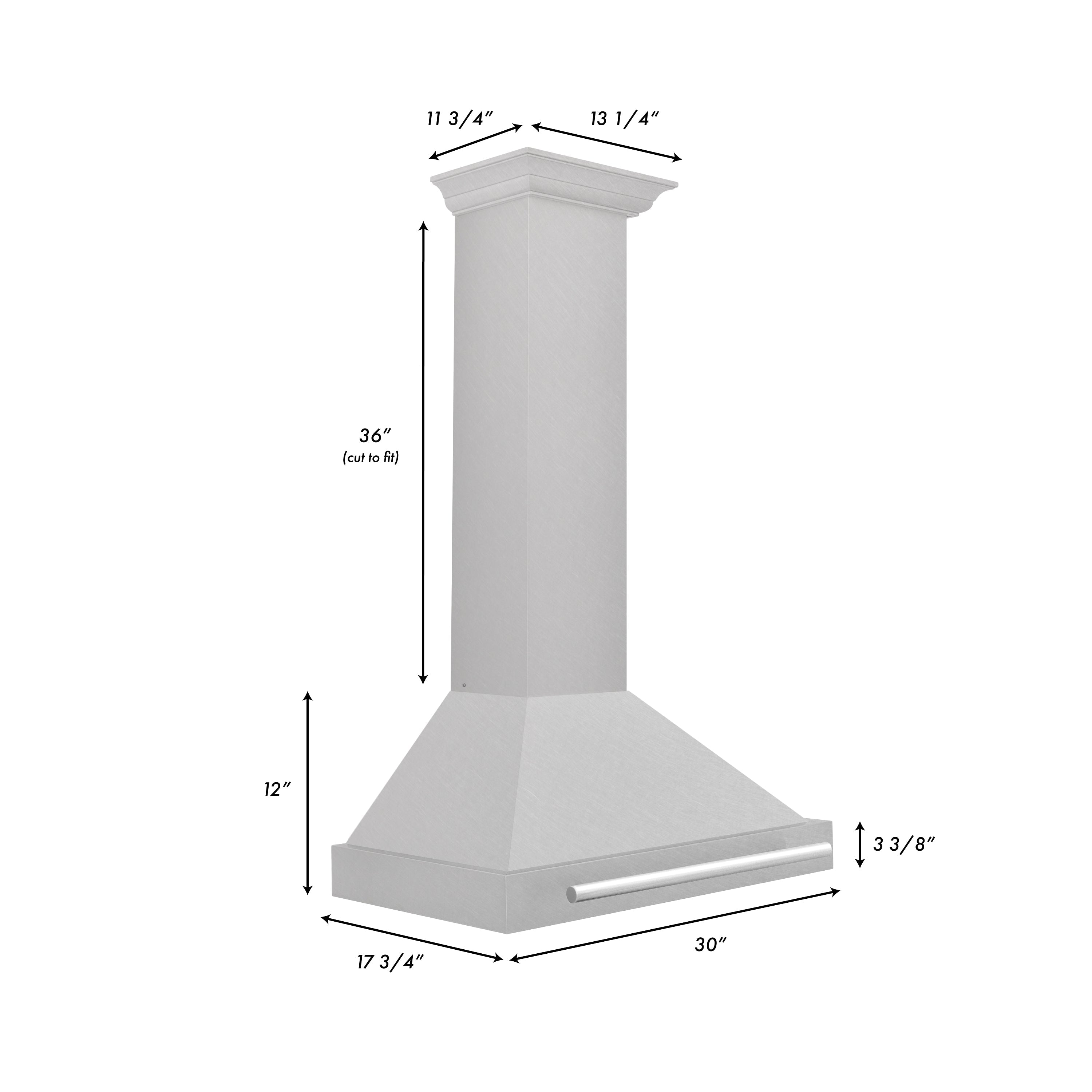 ZLINE 30 Inch Wall Mount Range Hood Convertible Satin Stainless Steel Stainless Steel Handle (KB4SNX-30)