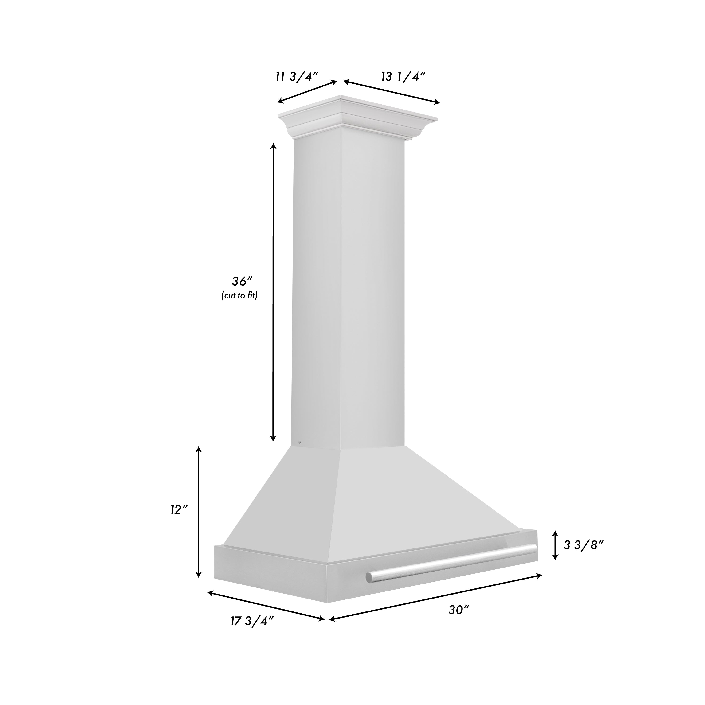ZLINE 30 in. Wall Mount Range Hood Stainless Steel with Stainless Steel Handle (KB4STX-30)
