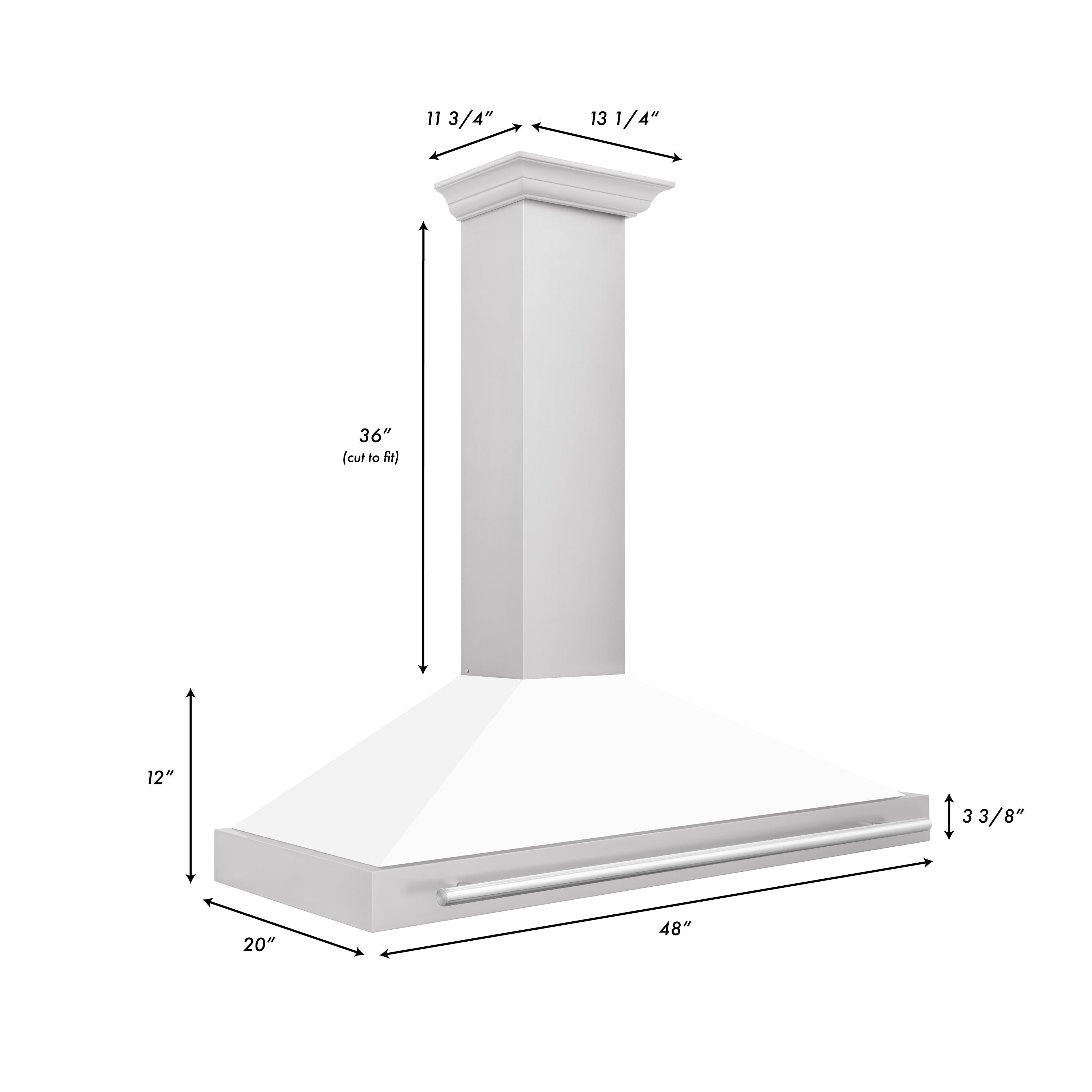ZLINE 48 in. Wall Mount Range Hood Stainless Steel White Matte Shell 400 CFM Stainless Steel Handle (KB4STX-WM-48)