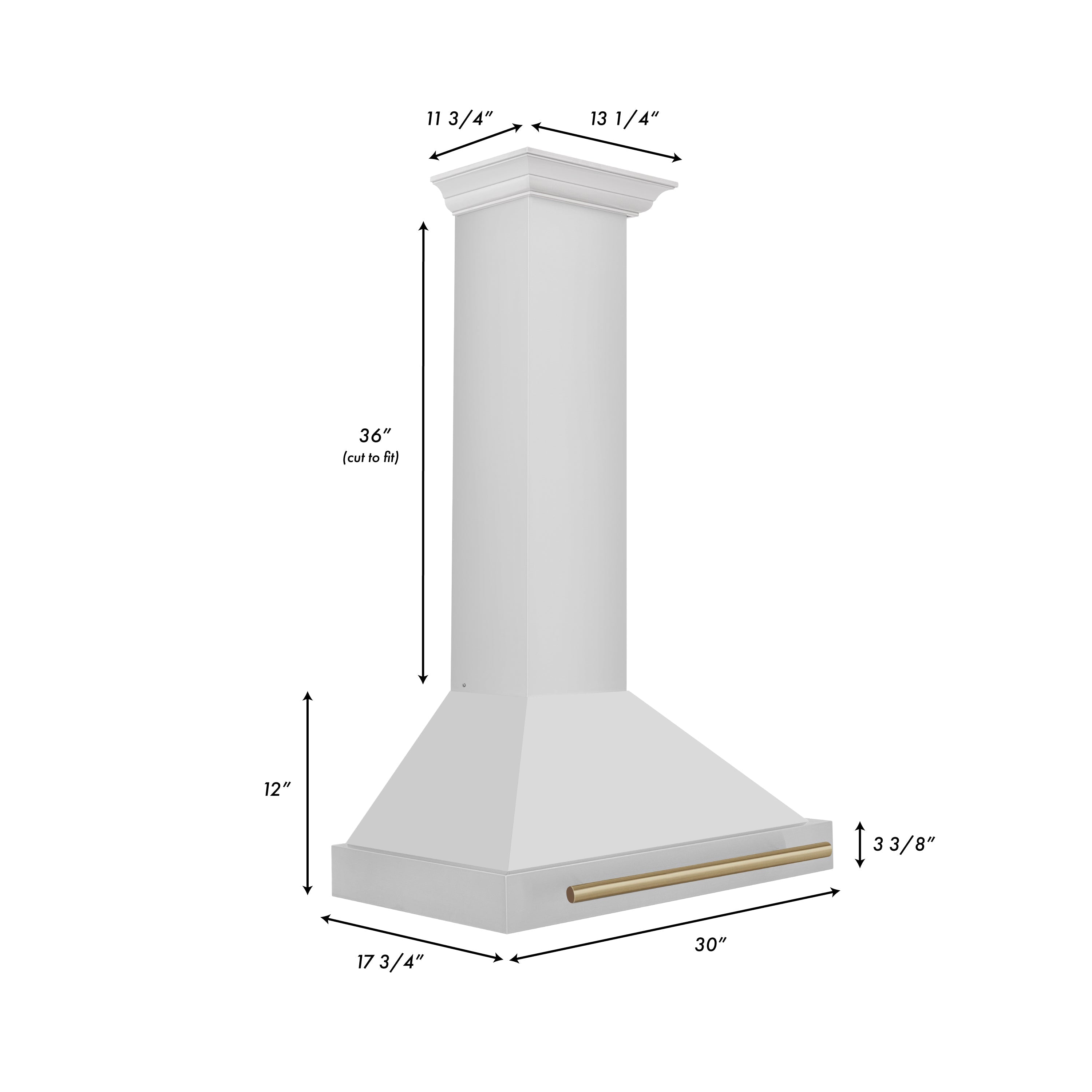 ZLINE 30 Inch Wall Mount Range Hood Stainless Steel Champagne Bronze Handle Autograph Edition (KB4STZ-30-CB)