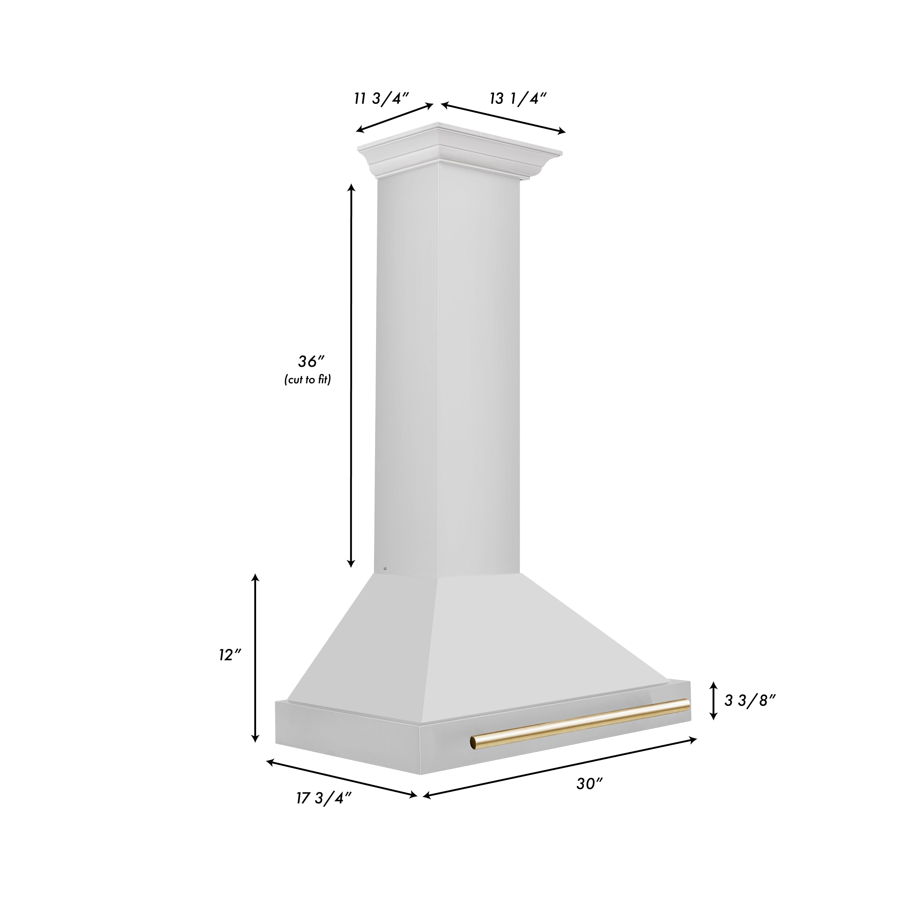 ZLINE 30 in. Wall Mount Range Hood Stainless Steel Gold Handle Autograph Edition (KB4STZ-30-G)