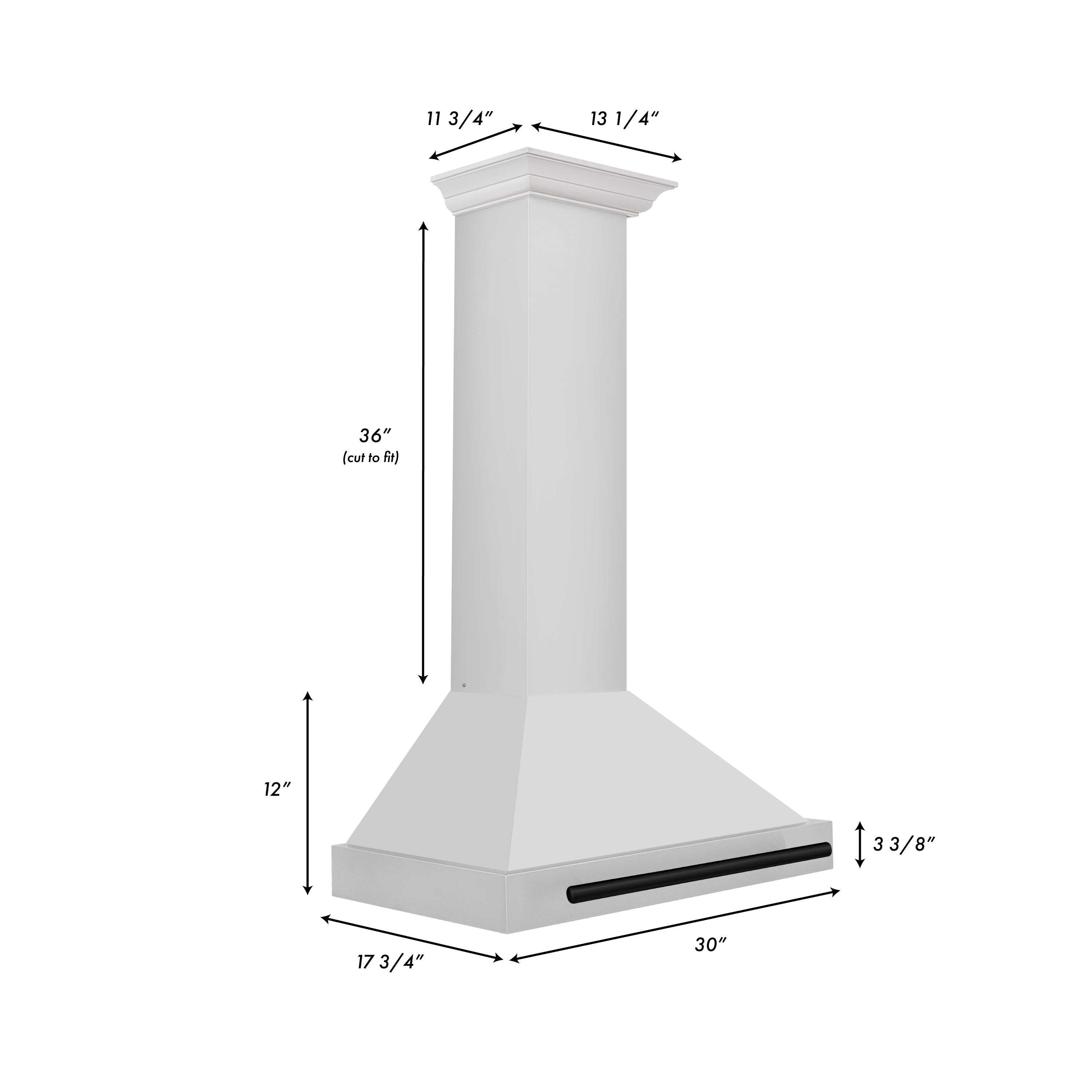 ZLINE 30 in Wall Mount Range Hood Stainless Steel Autograph Edition Matte Black Handle KB4STZ-30-MB