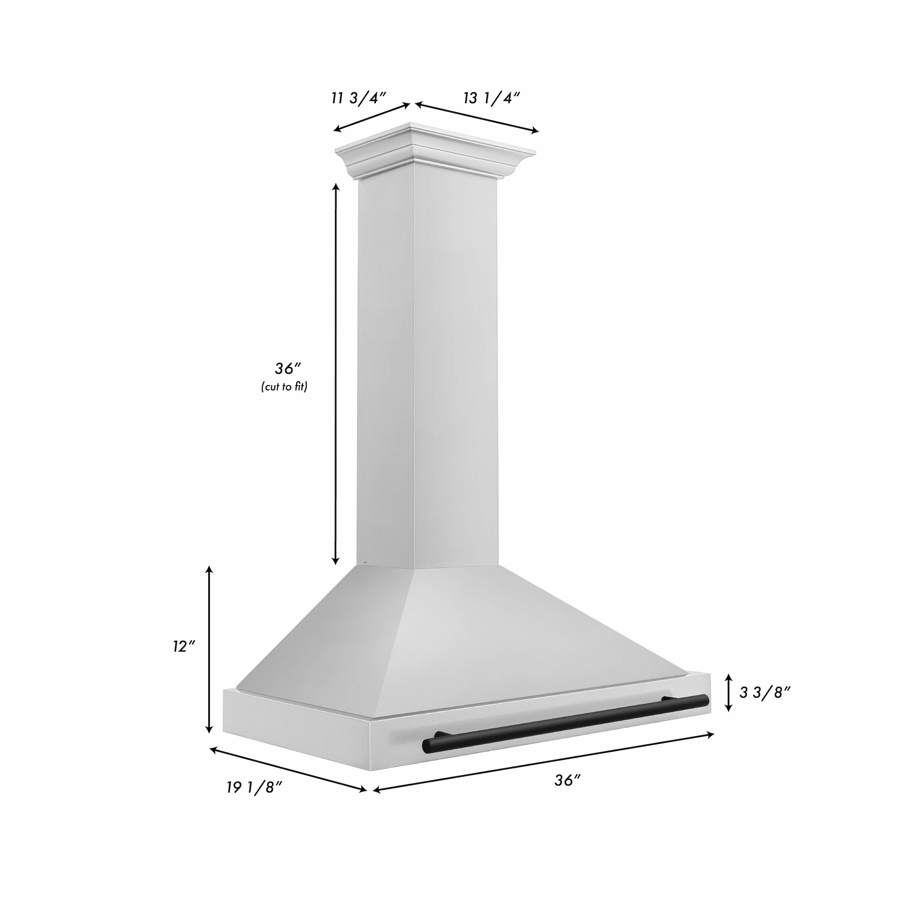 ZLINE 36 Inch Range Hood Stainless Steel Autograph Edition Matte Black Handle (KB4STZ-36-MB)