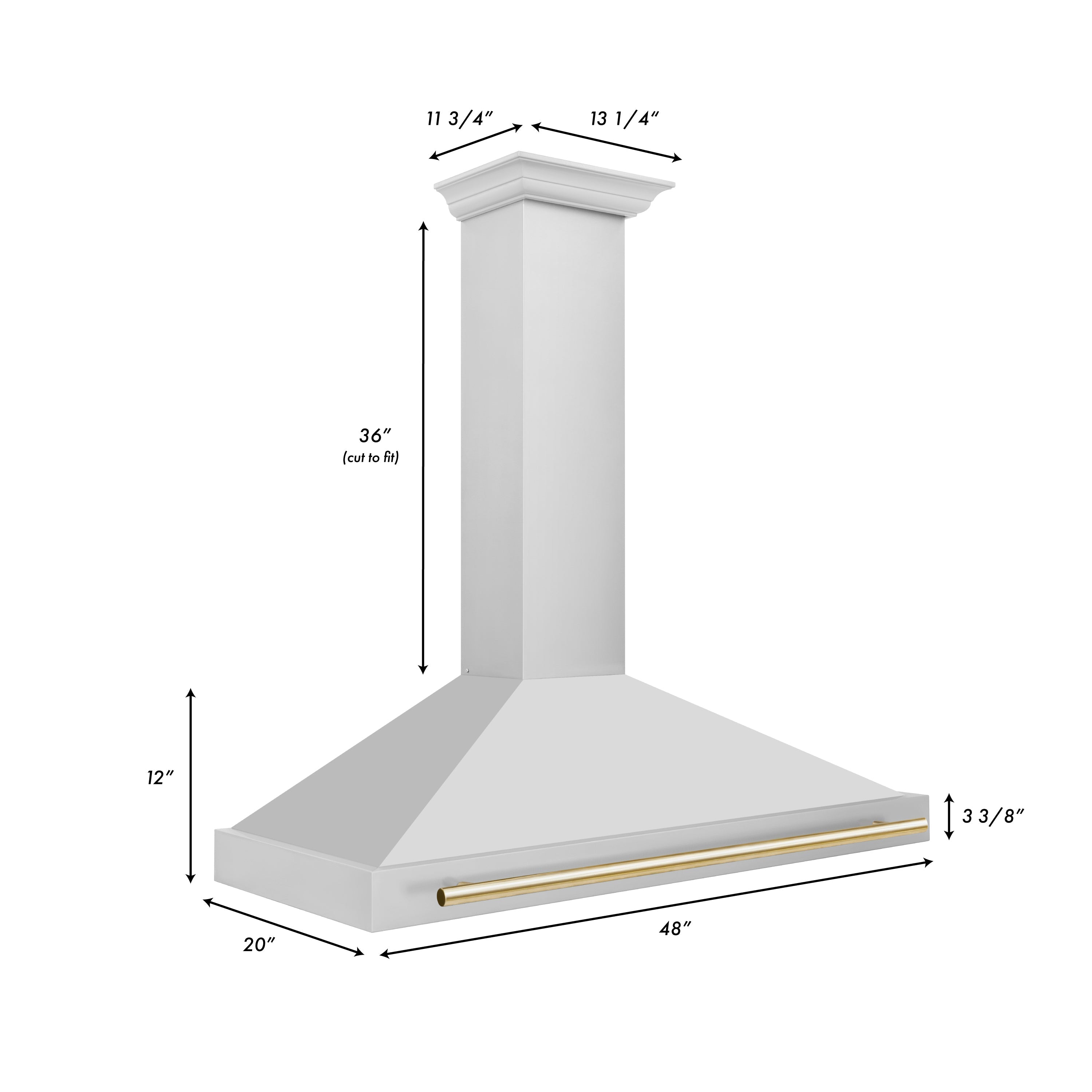 ZLINE 48 in. Wall Mount Range Hood Stainless Steel with Gold Handle Autograph Edition (KB4STZ-48-G)