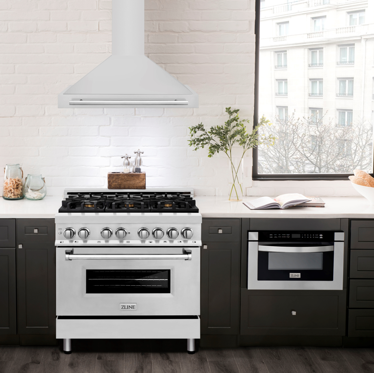 ZLINE 36 Inch Wall Mount Range Hood Stainless Steel 400 CFM Stainless Steel Handle (KB4STX-36)
