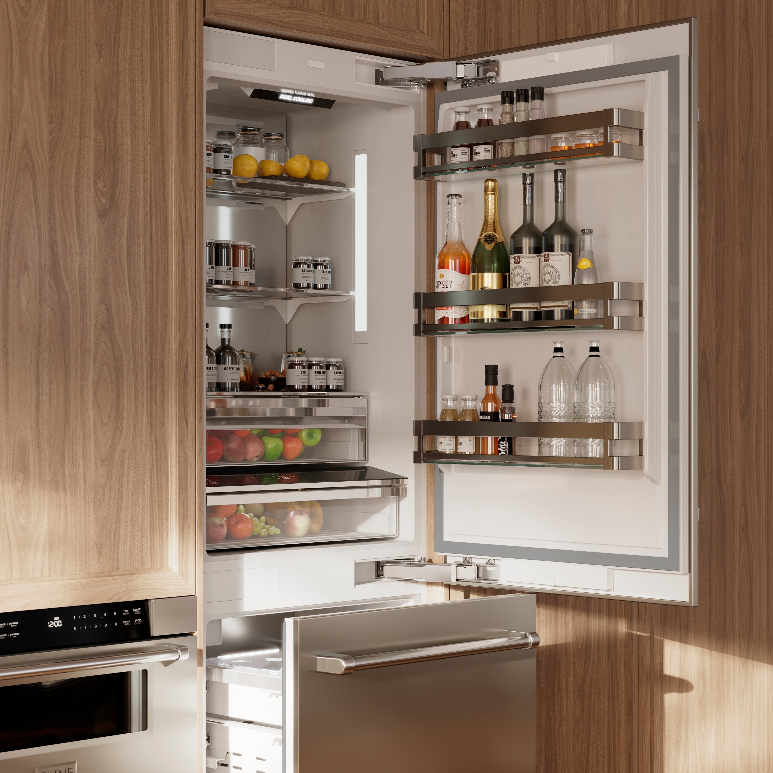ZLINE 30 in. Built-In Bottom Freezer Refrigerator 16.1 cu. ft. 2-Door Internal Water & Ice Dispenser Stainless Steel (RBIV-304-30)