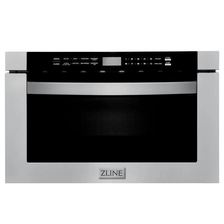 ZLINE Appliance Package - 48" Gas Range, Range Hood, 36" Refrigerator with Ice Maker, 24" Microwave Drawer and Dishwasher in Stainless Steel