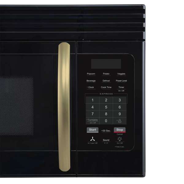 FORNO Scalo 30-Inch Over-the-Range Microwave, 1.6 cu. ft., 300 CFM, Black with Antique Brass Accents (Model FOTR3007-30BLK)