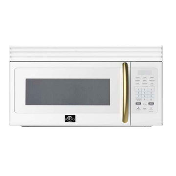 FORNO Scalo 30-Inch Over-the-Range Microwave, 1.6 Cu. Ft., 300 CFM Vent Fan, White with Antique Brass Accents (Model FOTR3007-30WHT)