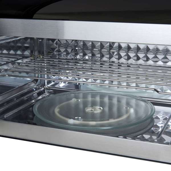 FORNO Fornace 30-Inch Over-the-Range Microwave, 1.5 cu. ft., 300 CFM Vent Fan, Black with Stainless Steel Accents (FOTR3038-30BLK)