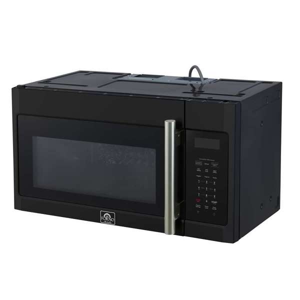 FORNO Fornace 30-Inch Over-the-Range Microwave, 1.5 cu. ft., 300 CFM Vent Fan, Black with Stainless Steel Accents (FOTR3038-30BLK)