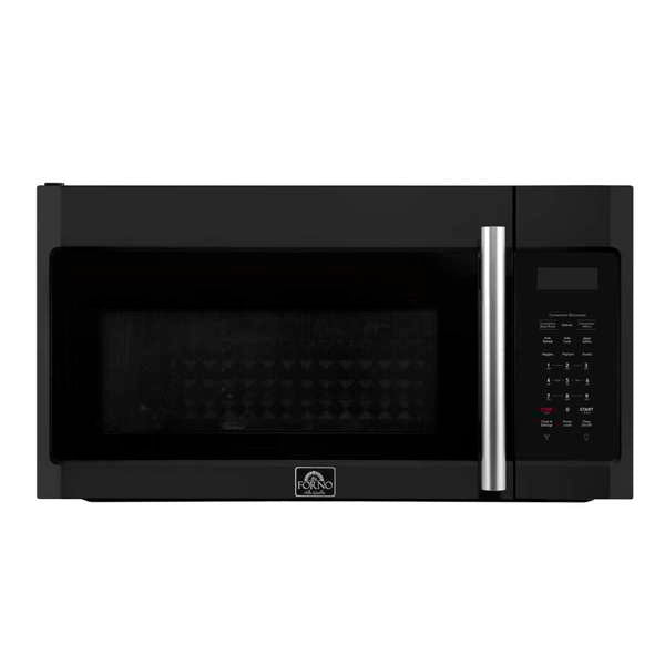 FORNO Fornace 30-Inch Over-the-Range Microwave, 1.5 cu. ft., 300 CFM Vent Fan, Black with Stainless Steel Accents (FOTR3038-30BLK)