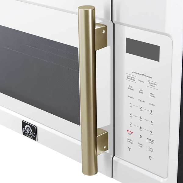 FORNO Fornace 30-Inch Over-the-Range Microwave, 1.5 cu. ft., 300 CFM, White with Antique Brass Accents (FOTR3038-30WHT)