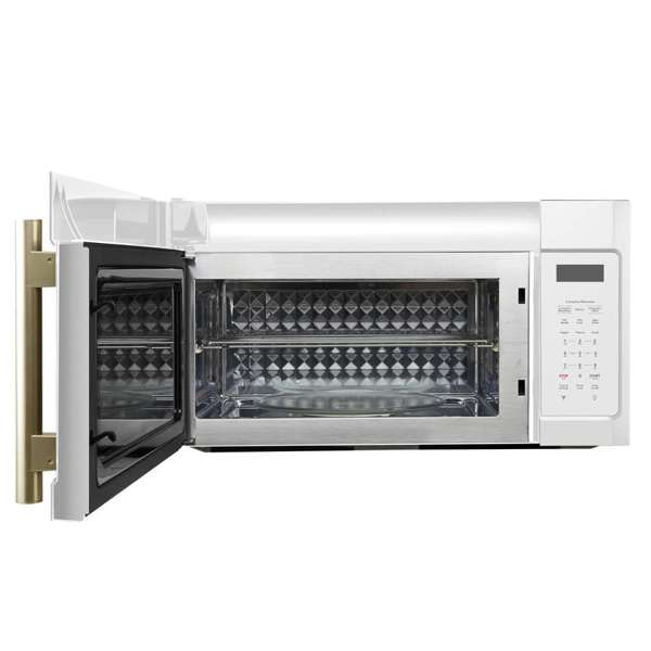 FORNO Fornace 30-Inch Over-the-Range Microwave, 1.5 cu. ft., 300 CFM, White with Antique Brass Accents (FOTR3038-30WHT)