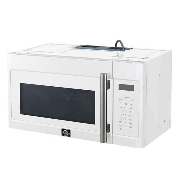 FORNO Fornace 30-Inch Over-the-Range Microwave, 1.5 cu ft, 300 CFM Venting, White with Stainless Steel Accents (FOTR3038-30WHT)