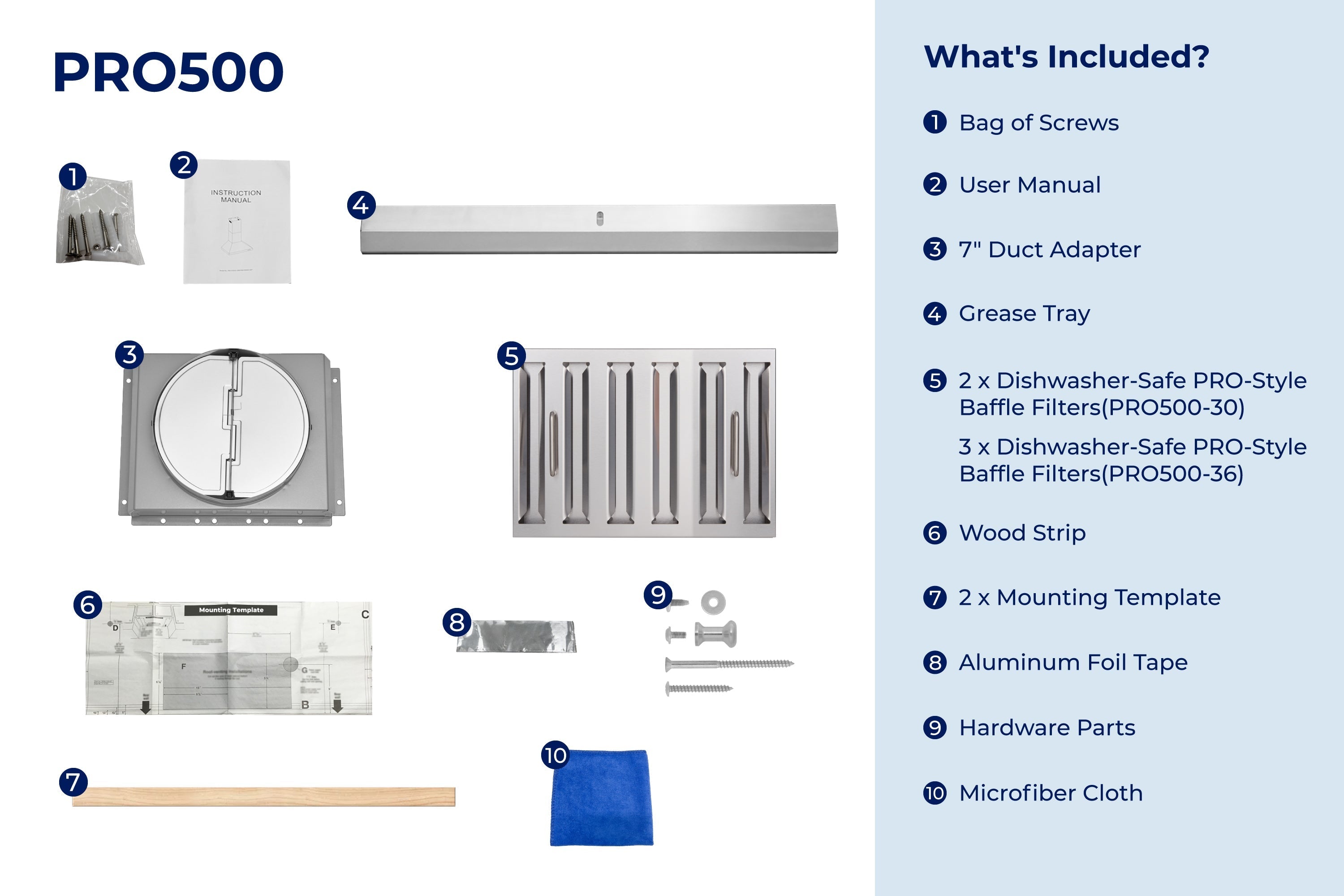 Hauslane 540 CFM Pro-Style Under Cabinet and Wall Mount Range Hood in Stainless Steel (PRO500SS)