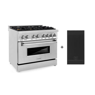 ZLINE 36 in. Dual Fuel Range with 6 Brass Gas Burners, Electric Convection Oven, Griddle, 4.6 cu. ft., Stainless Steel (RA-BR-GR-36)