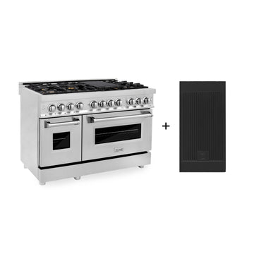 ZLINE 48" Dual Fuel Range with Gas Cooktop, Electric Convection Oven, Brass Burners and Griddle in Stainless Steel (RA-BR-GR-48)