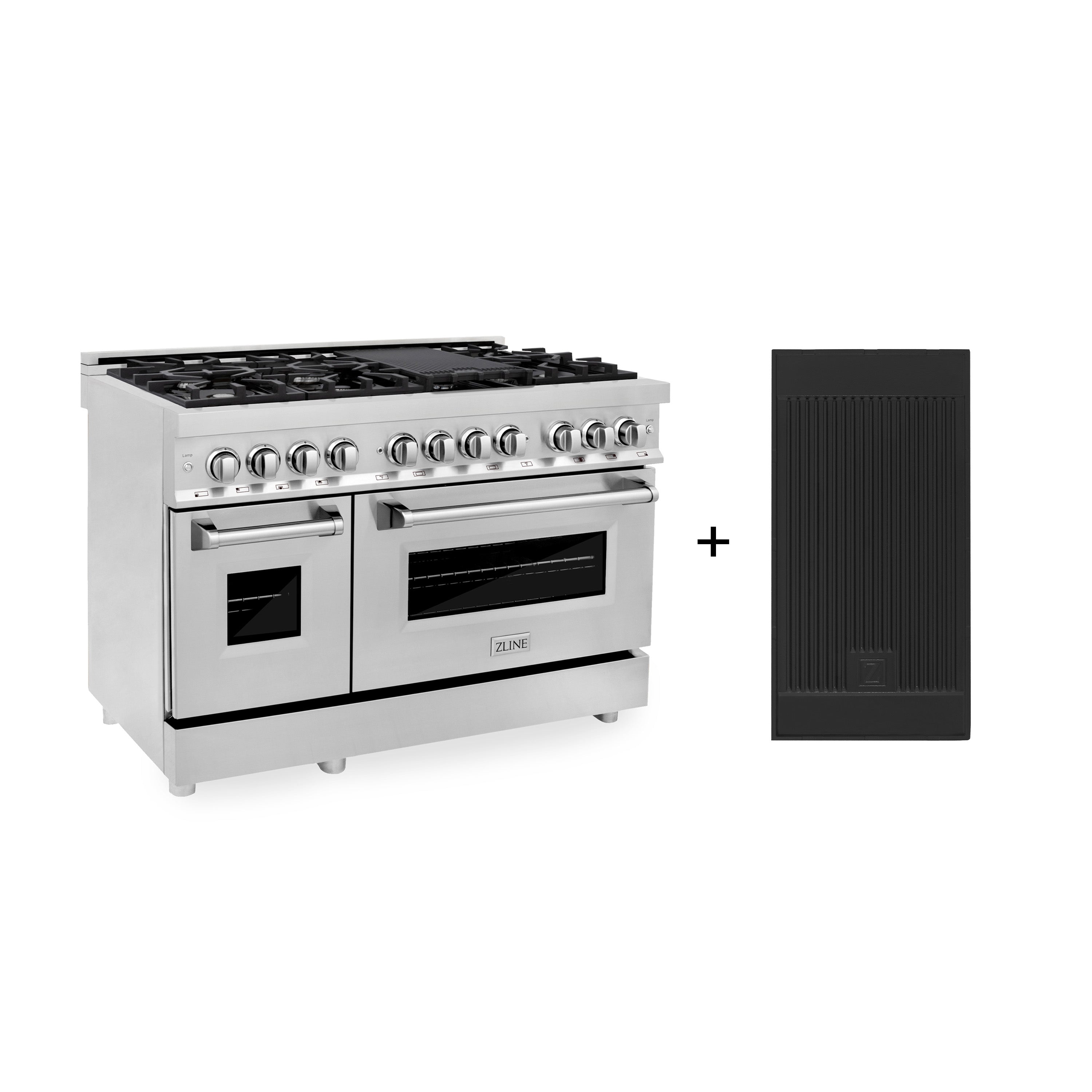 ZLINE 48-Inch Dual Fuel Range with Gas Cooktop, Electric Oven, Griddle, 6.0 cu. ft., Stainless Steel, Model RA-GR-48