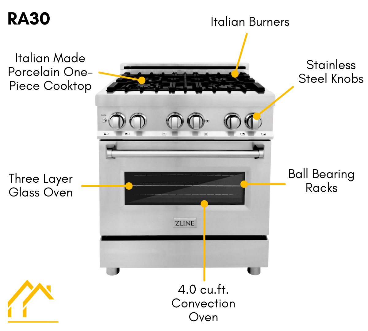 ZLINE Appliance Package - 30 in. Dual Fuel Range, Range Hood, 3 Rack Dishwasher, 3KP-RARH30-DWV