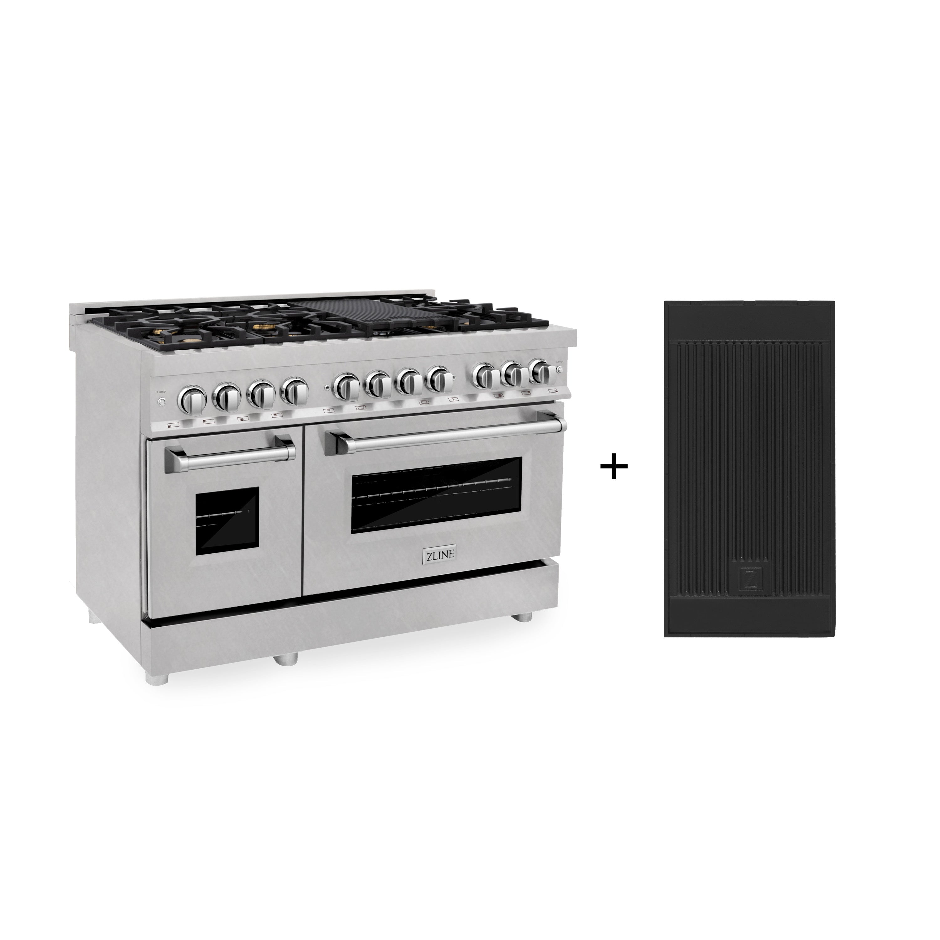 ZLINE 48 in. 6.0 cu. ft. Legacy Dual Fuel Range with 6 Brass Burners and Griddle, 2 Electric Ovens, Satin Stainless Steel (RAS-SN-BR-GR-48)