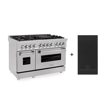 ZLINE 48 in. 6.0 cu. ft. Legacy Dual Fuel Range with 6 Brass Burners and Griddle, 2 Electric Ovens, Satin Stainless Steel (RAS-SN-BR-GR-48)