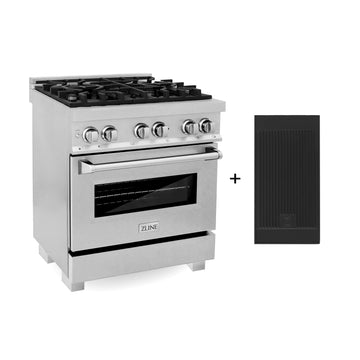 ZLINE 30-Inch Legacy Dual Fuel Range, 4 Burner Gas Cooktop with Griddle and 4.0 cu. ft. Electric Convection Oven, Satin Stainless Steel, Model RAS-SN-GR-30