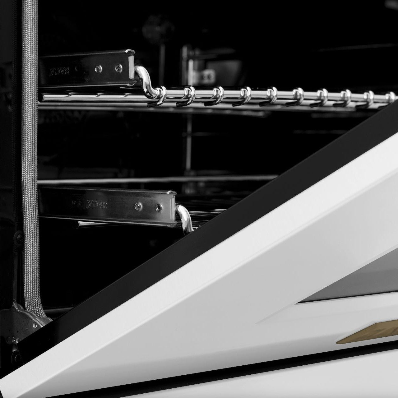 ZLINE Autograph Edition 60 in. Dual Fuel Range 7.4 cu. ft. Gas Cooktop & Electric Convection Oven with White Matte Door and Champagne Bronze Accents (RAZ-WM-60-CB)