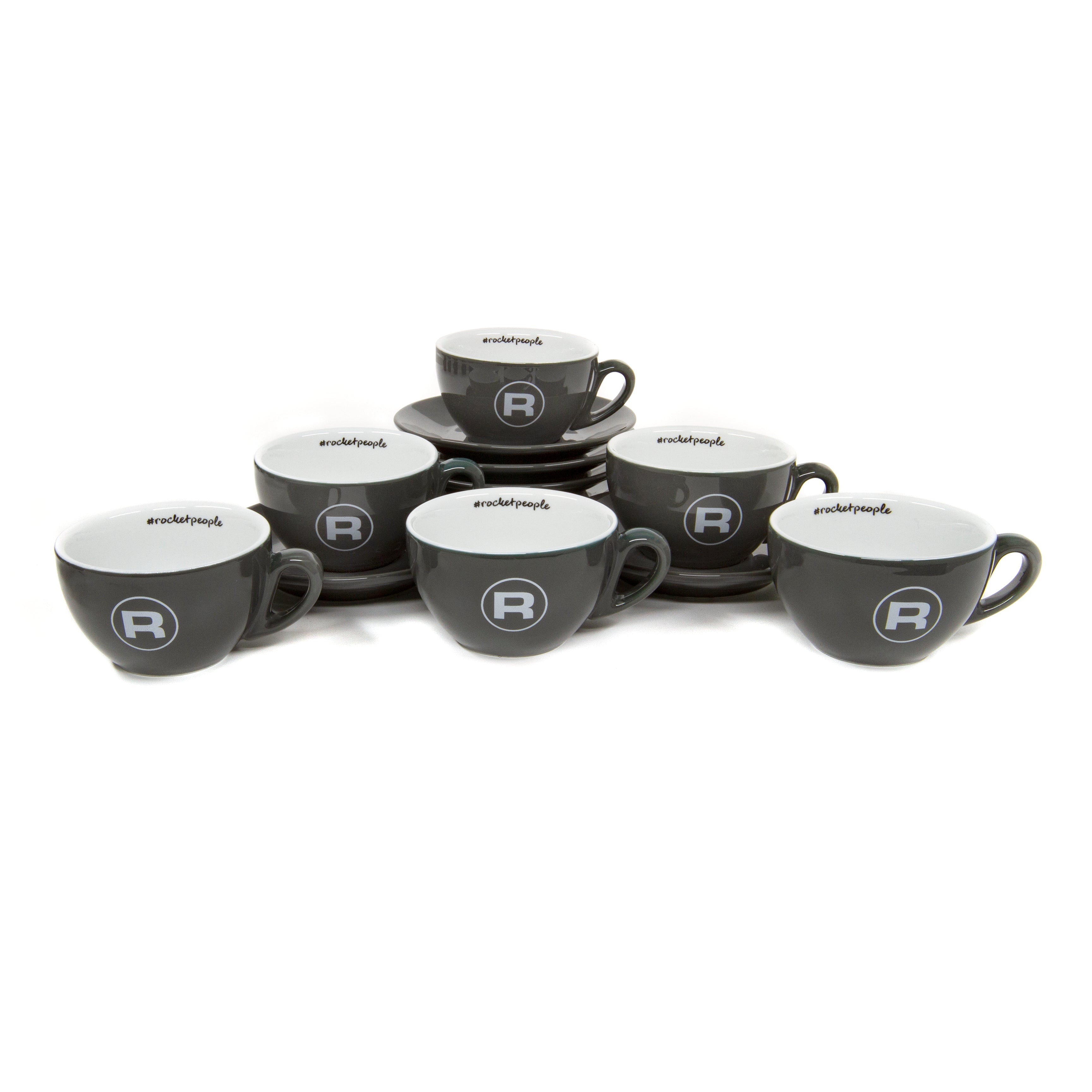 Rocket Espresso 6 Piece Cappuccino Cup and Saucer Set - Grey