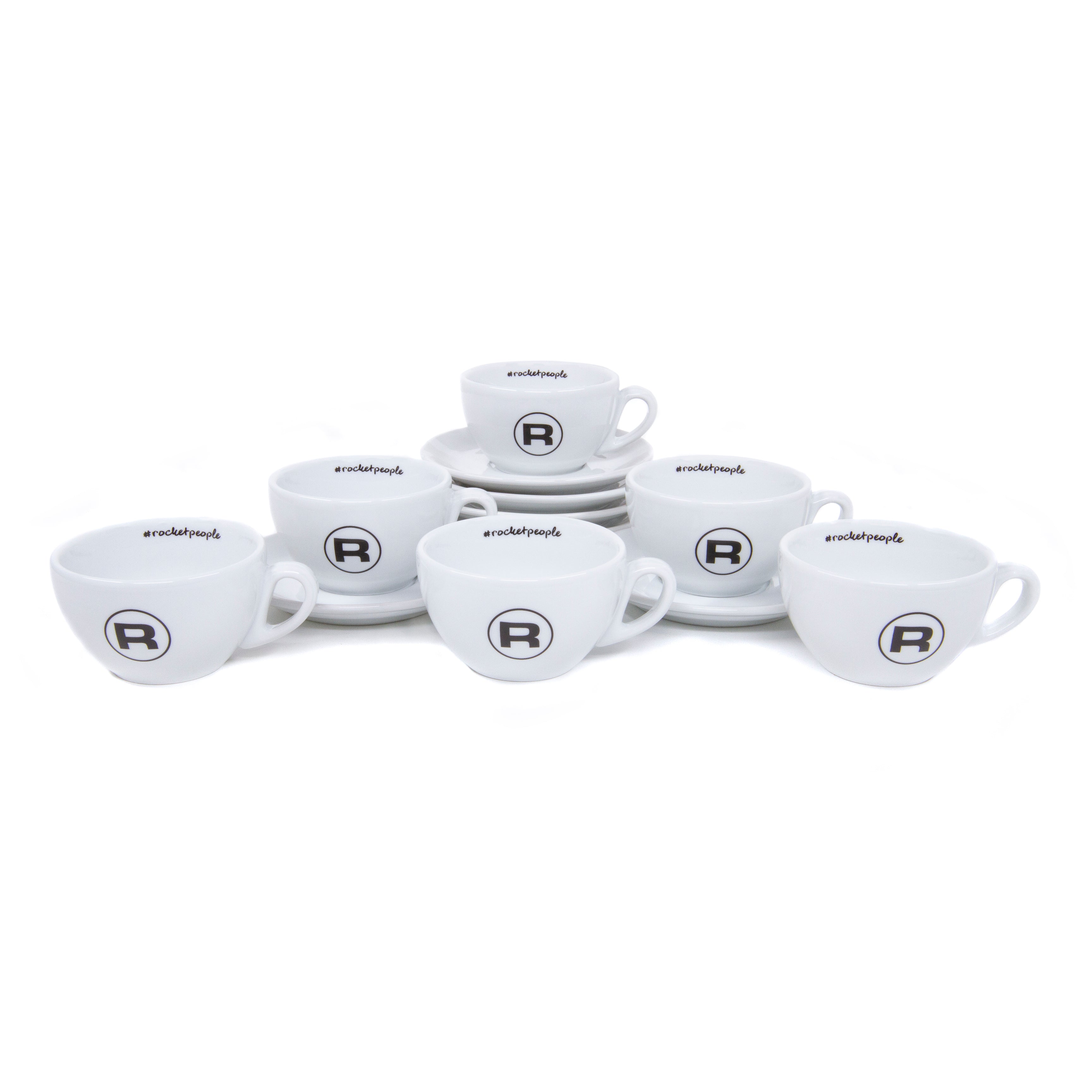 Rocket Espresso 6 Piece Cappuccino Cup and Saucer Set - White