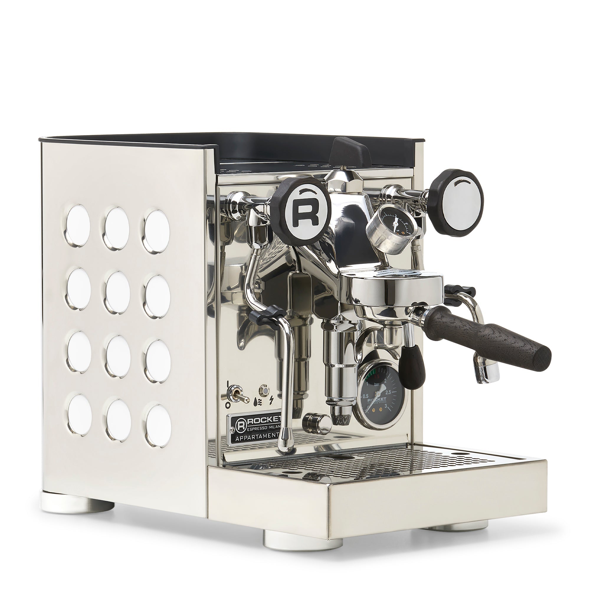 Rocket Espresso Appartamento TCA Espresso Machine - Stainless Steel with Black Stripe