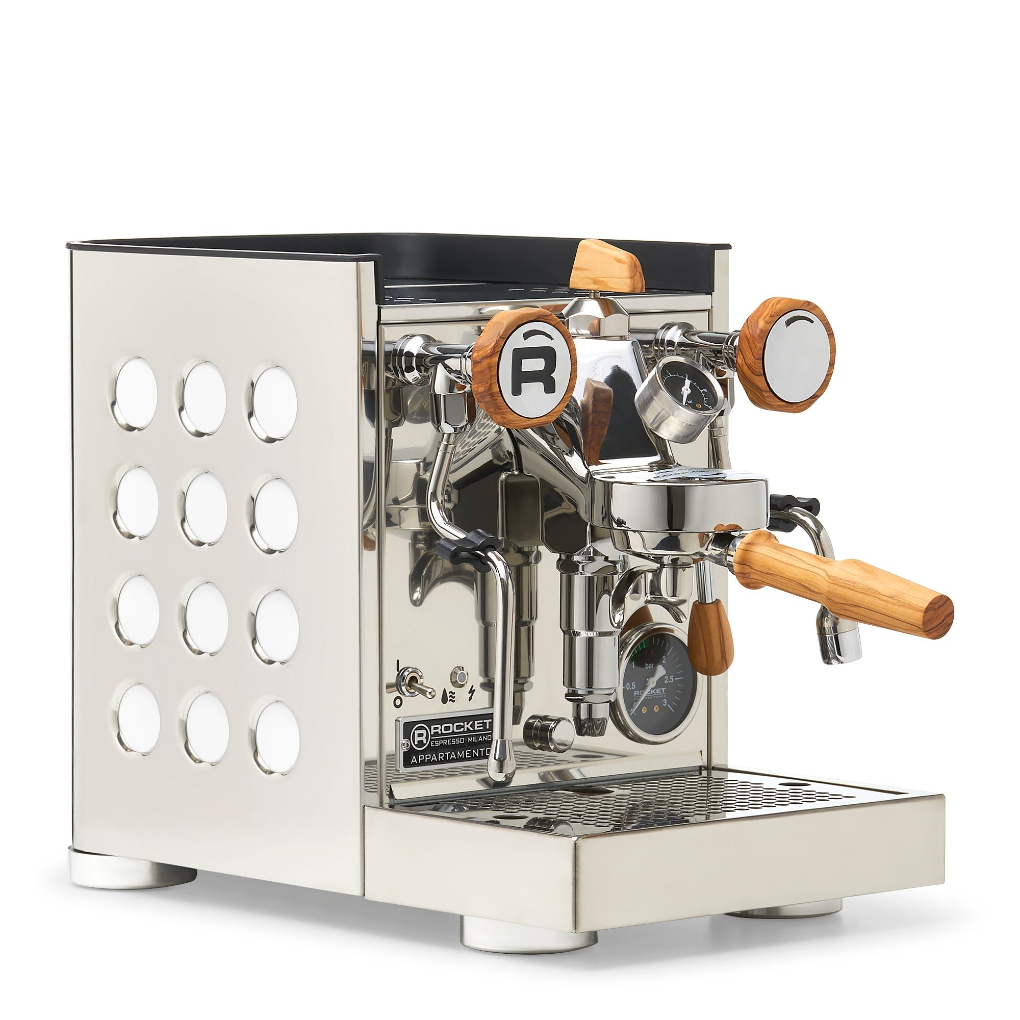 Rocket Espresso Appartamento TCA Espresso Machine - Stainless Steel with Black Stripe