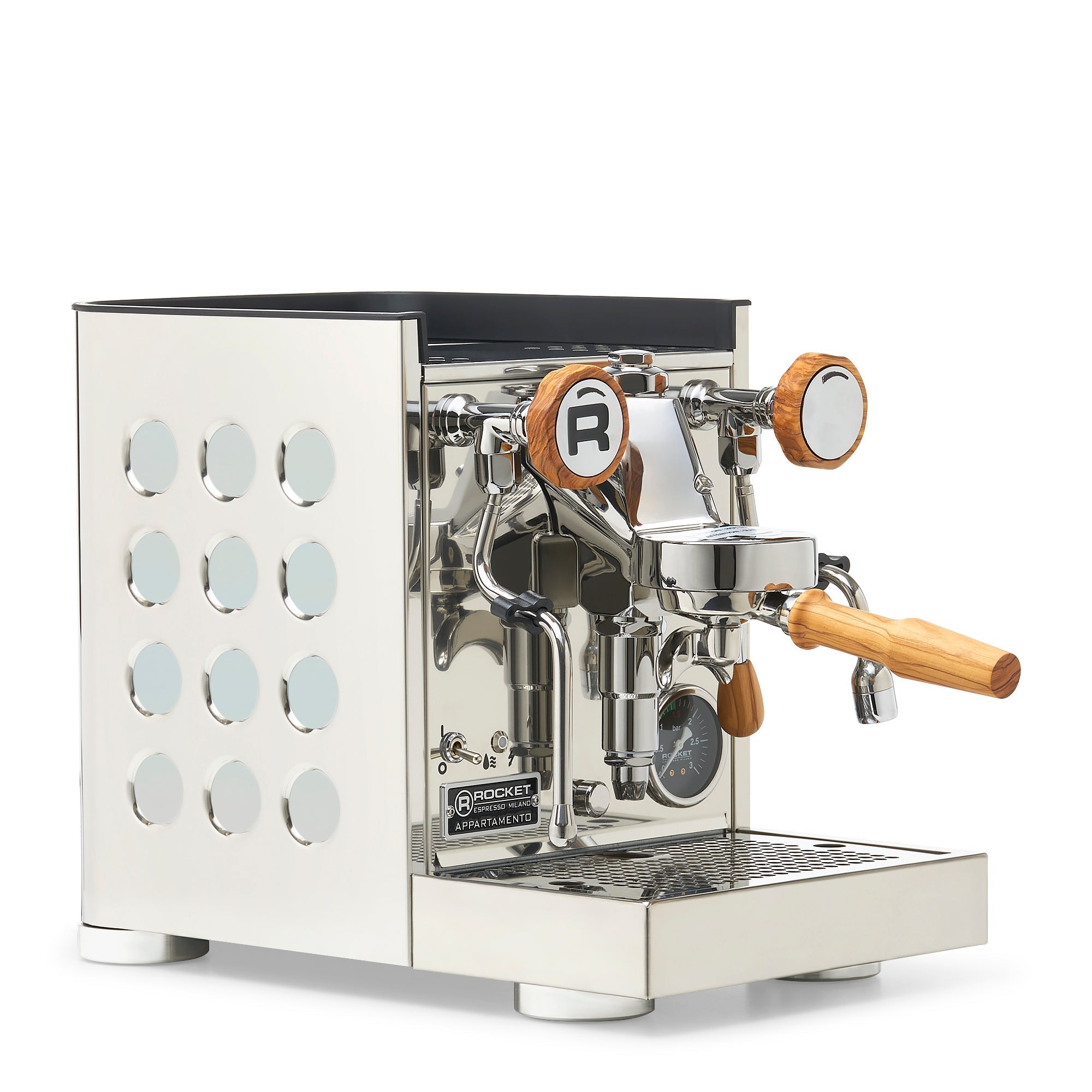 Rocket Espresso Appartamento TCA Espresso Machine - Stainless Steel with Black Stripe