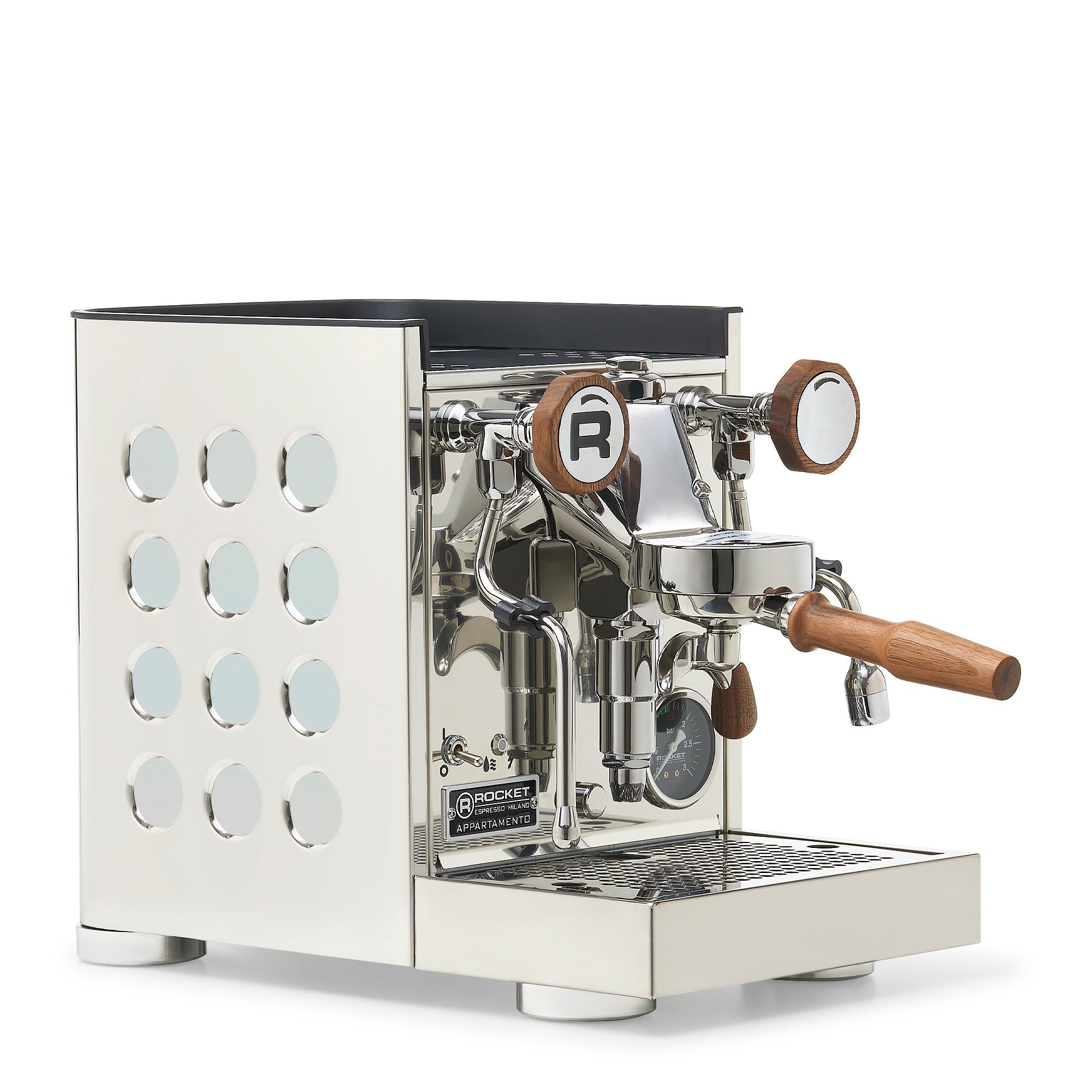 Rocket Espresso Appartamento TCA Espresso Machine - Stainless Steel with Black Stripe