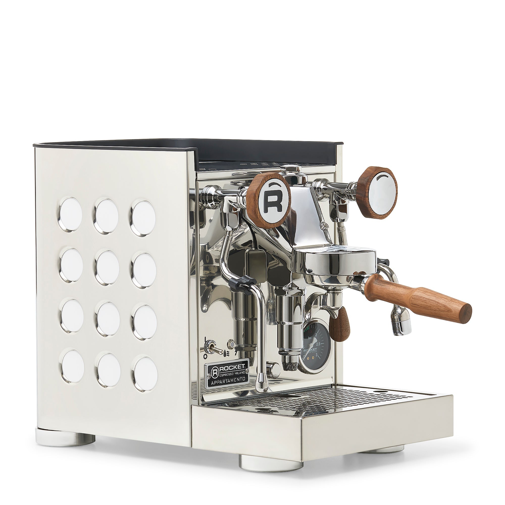 Rocket Espresso Appartamento TCA Espresso Machine - Stainless Steel with Black Stripe