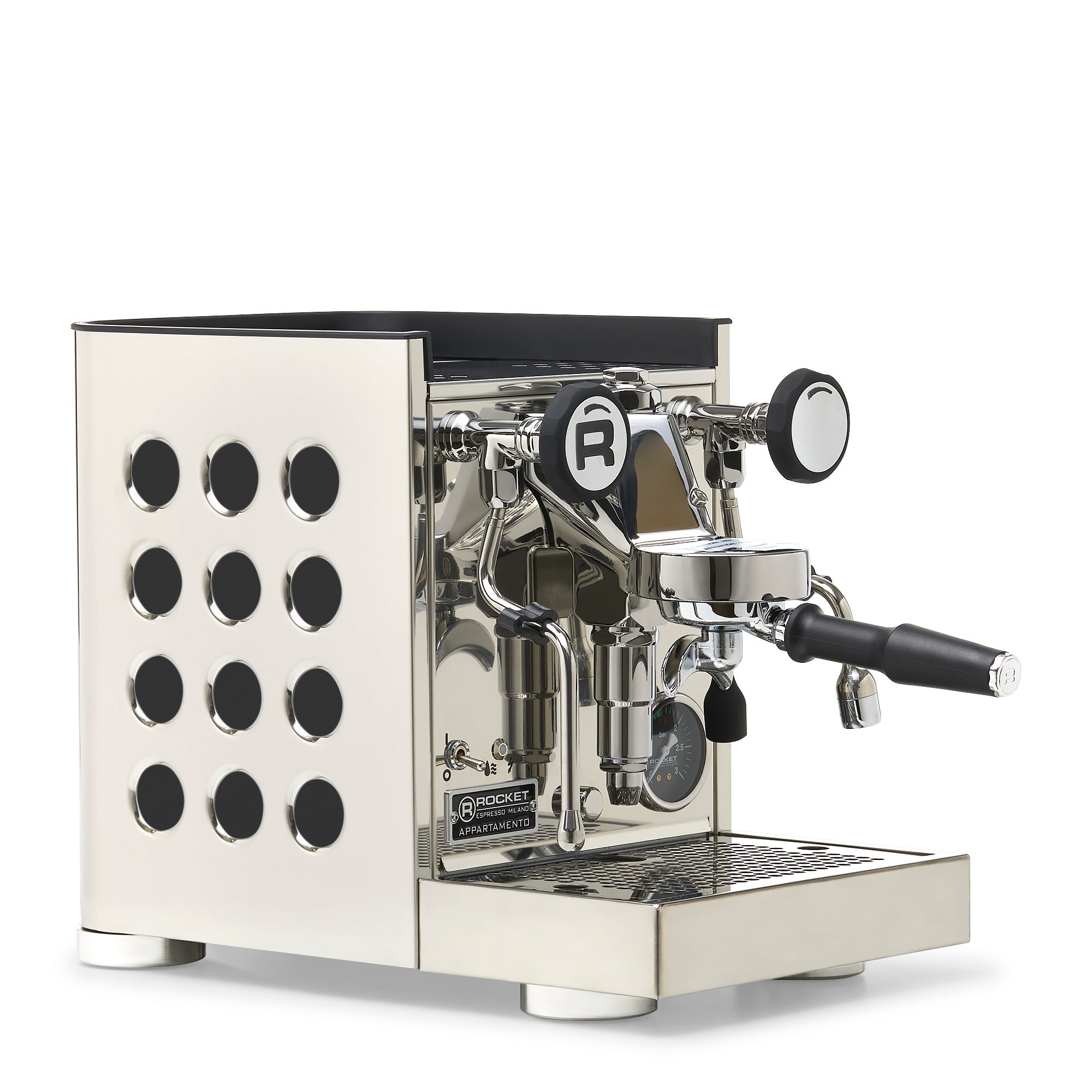 Rocket Espresso Appartamento TCA Espresso Machine - Stainless Steel with White Stripe