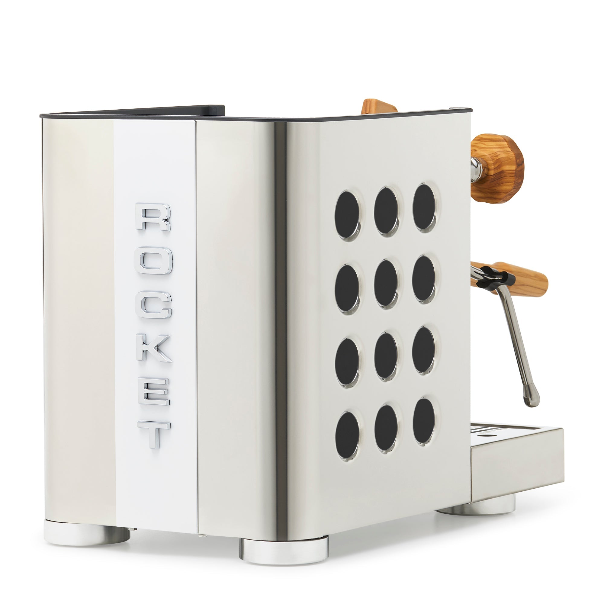 Rocket Espresso Appartamento TCA Espresso Machine - Stainless Steel with White Stripe